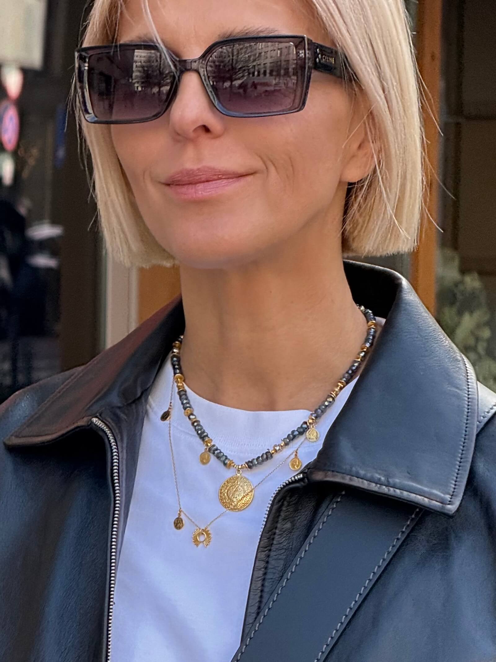 Naszyjnik z Labradorytu z Zawieszką - Moneta Azteków