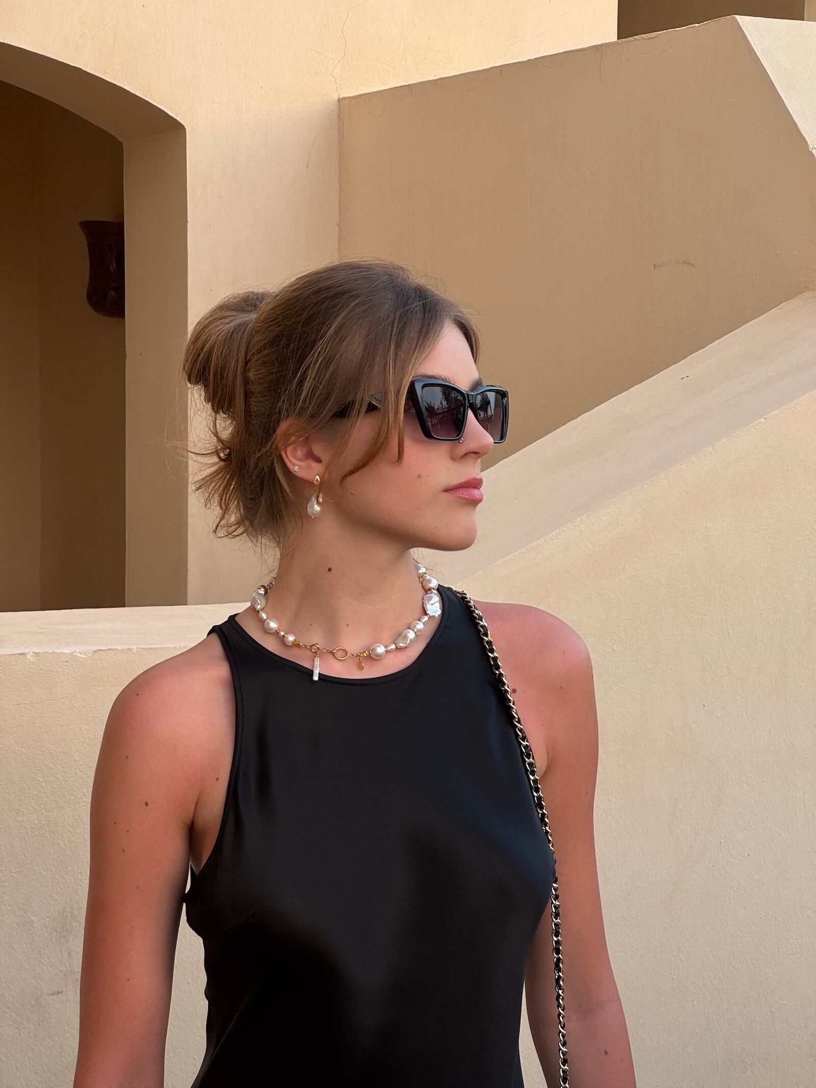 Choker z Białych Pereł Barokowych