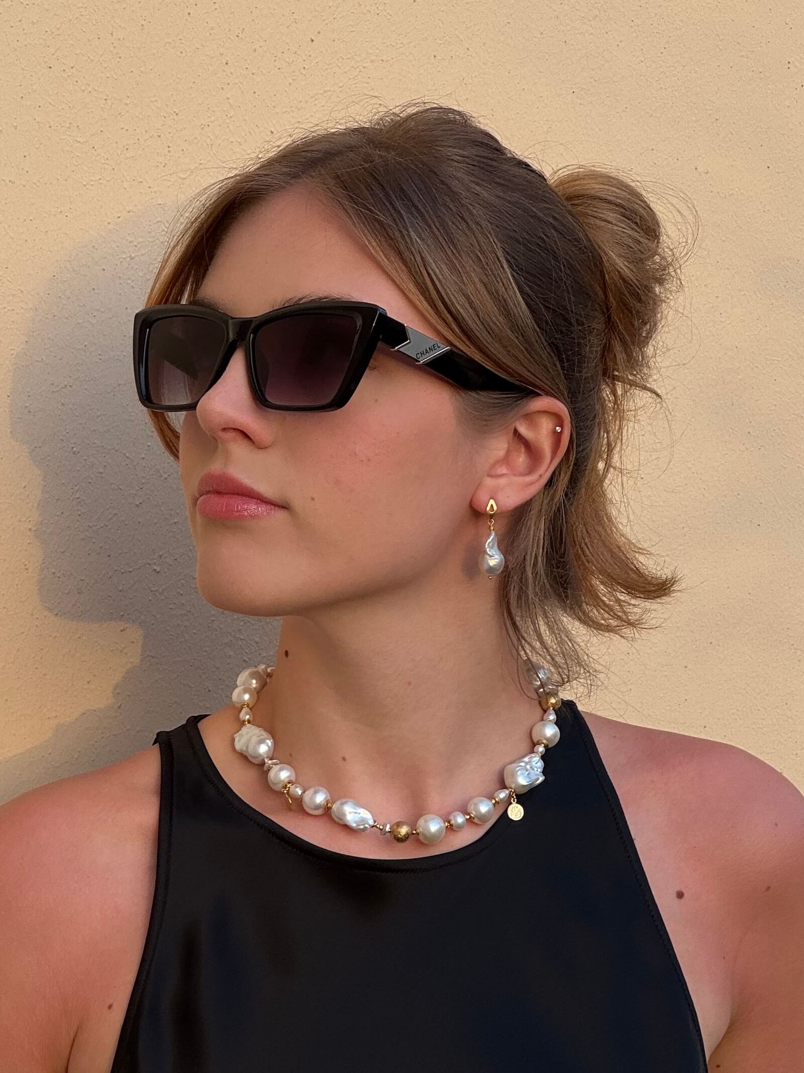 Choker z Białych Pereł Barokowych