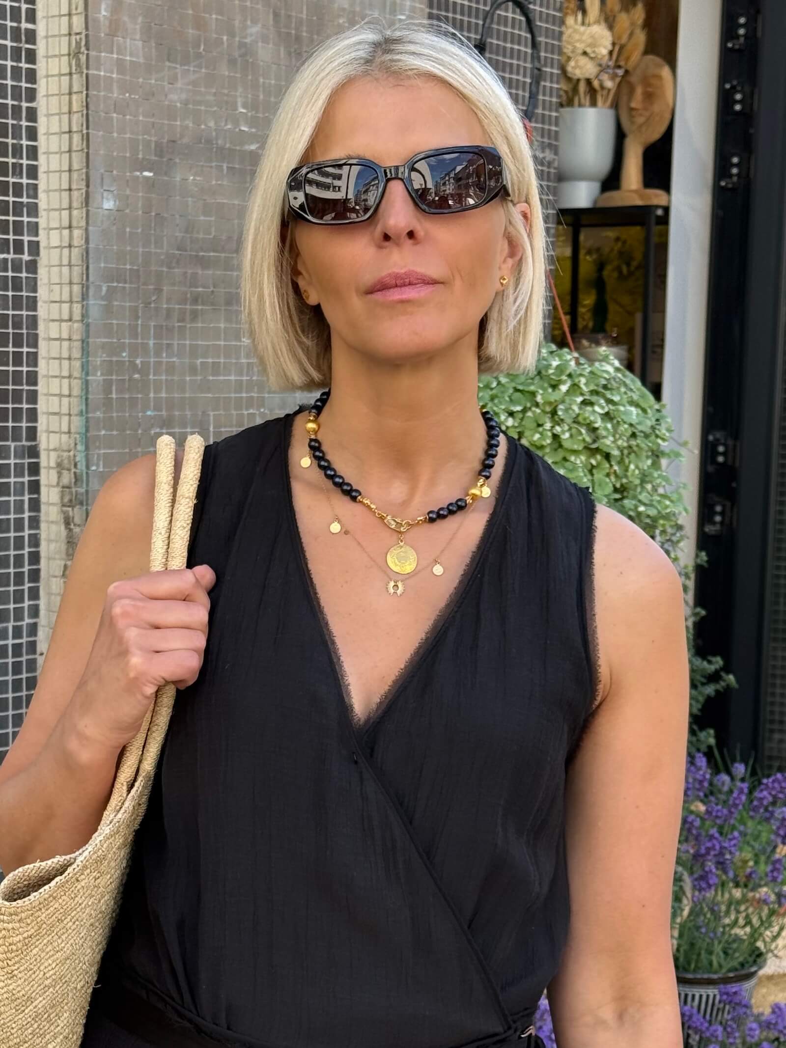Choker z Czarnych Pereł z Dopinaną Zawieszką