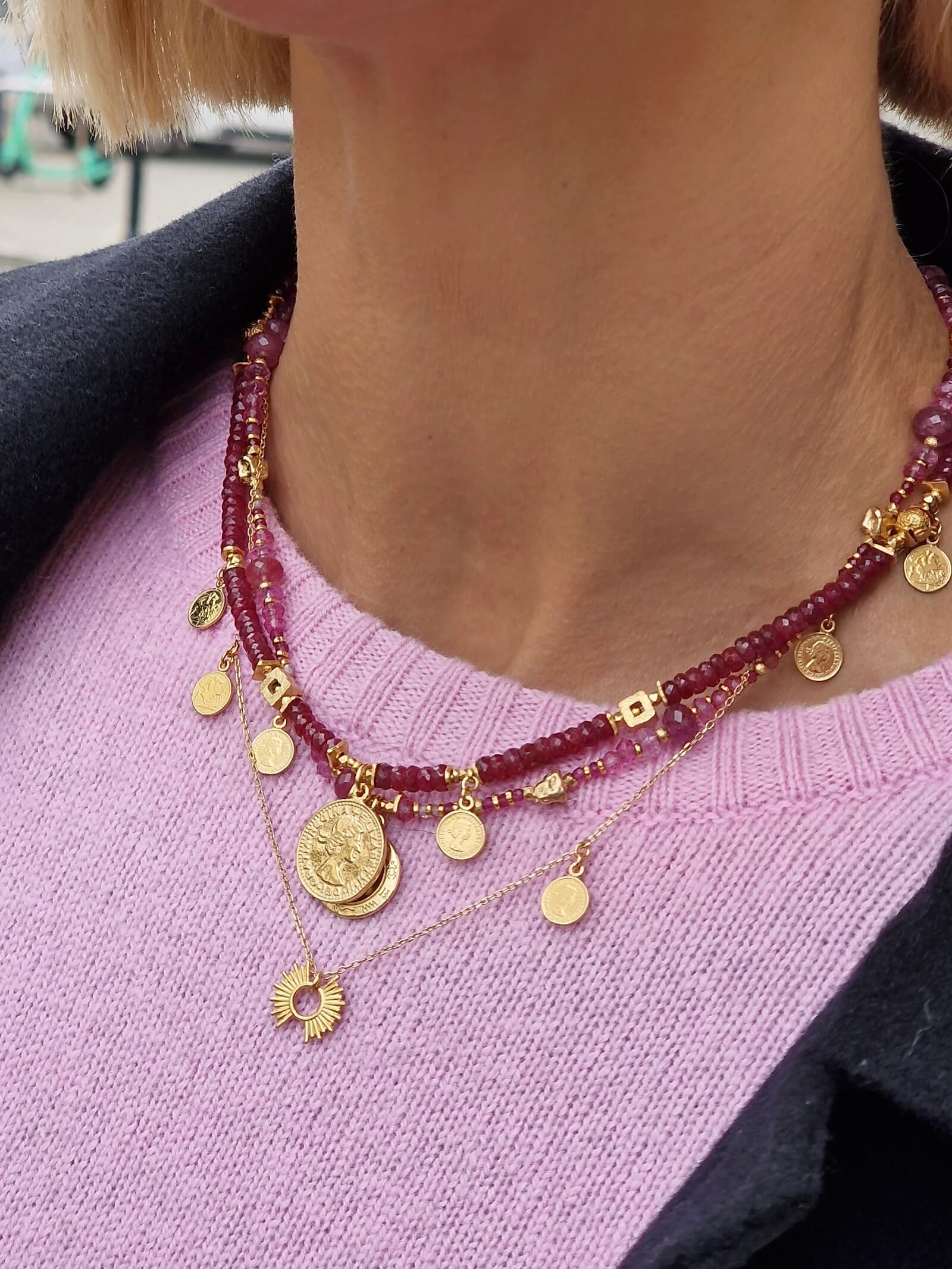 Ruby Necklace with Pendant - Coin