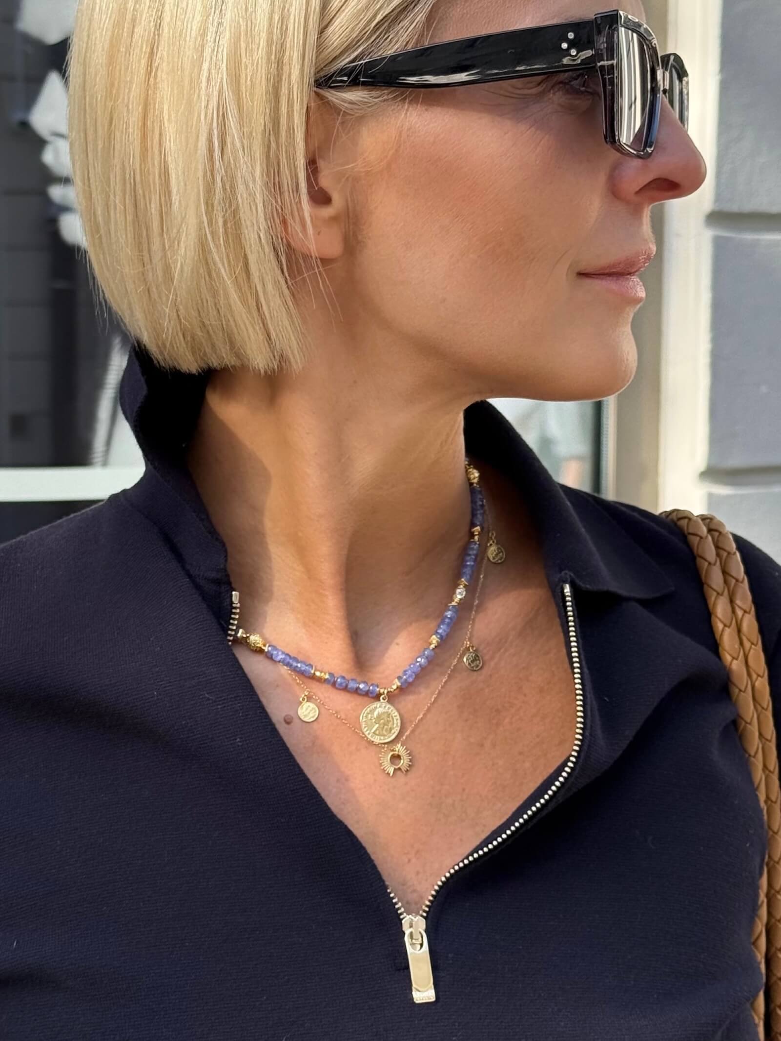 Naszyjnik z Tanzanitu z Zawieszką - Moneta