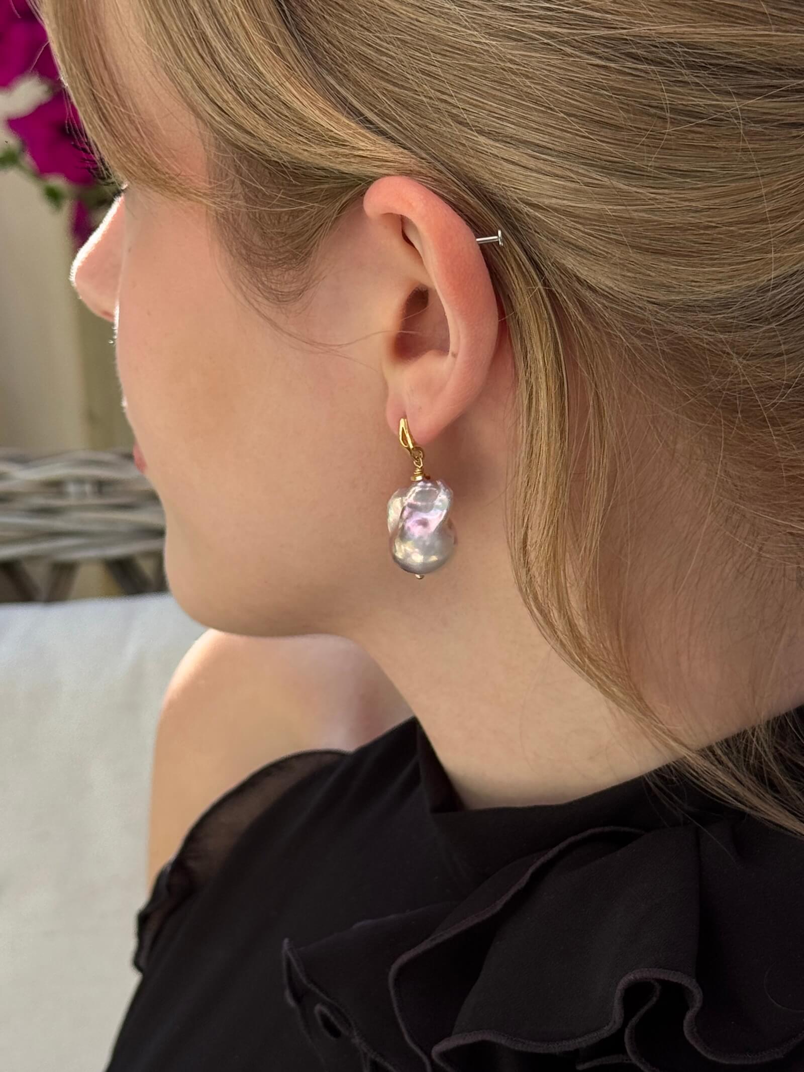 Pink Baroque Pearl Earrings