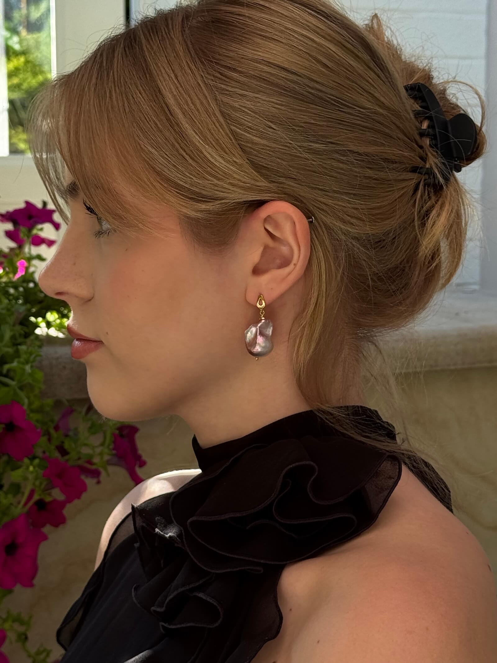 Pink Baroque Pearl Earrings