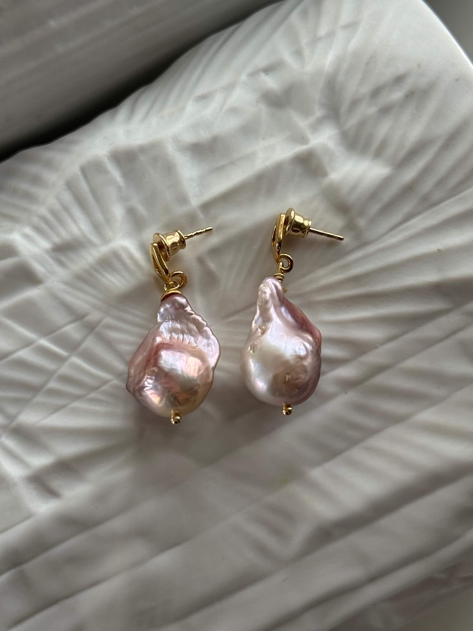 Pink Baroque Pearl Earrings
