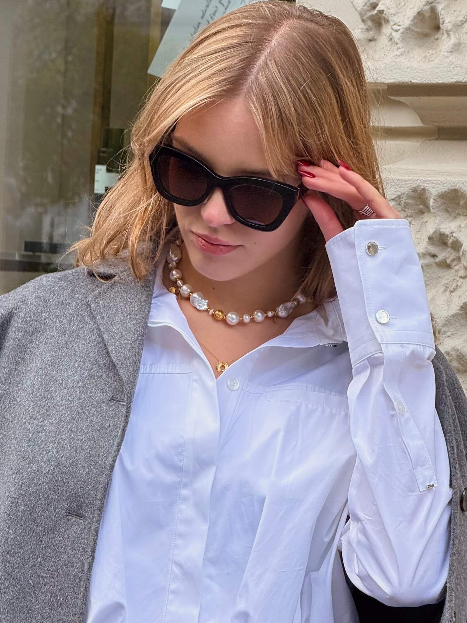 Choker z Białych Pereł Barokowych - ULASIENICKA