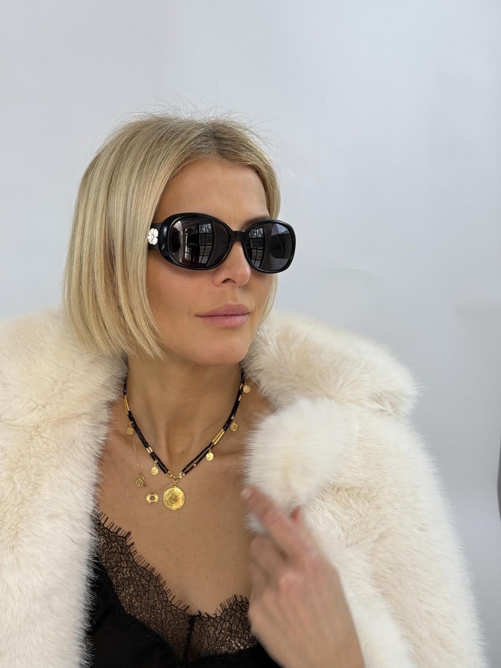 Double Black and Gold Necklace with Pendant - Aztec Coin