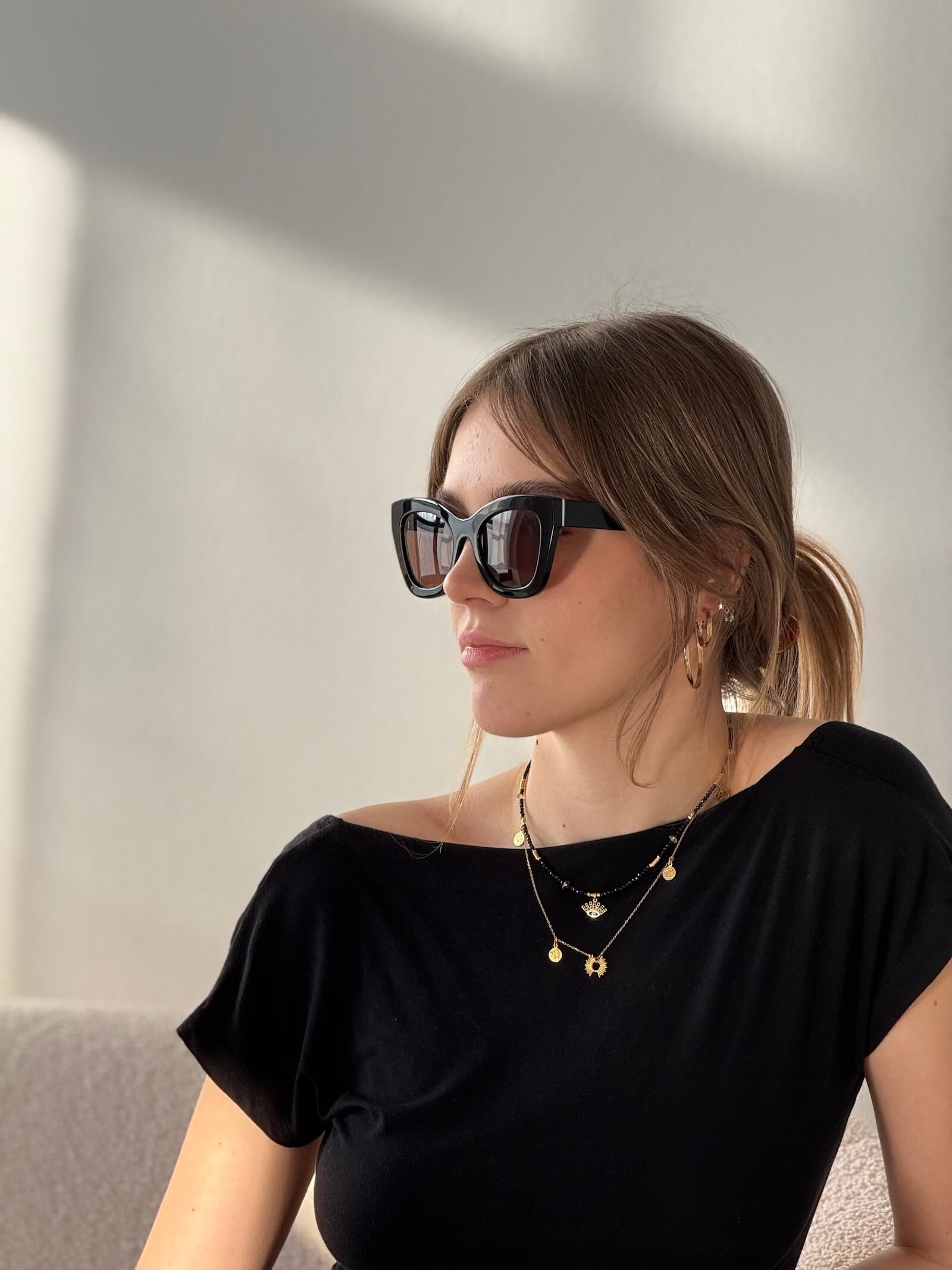 Naszyjnik Czarno-Złoty z Zawieszką - oko