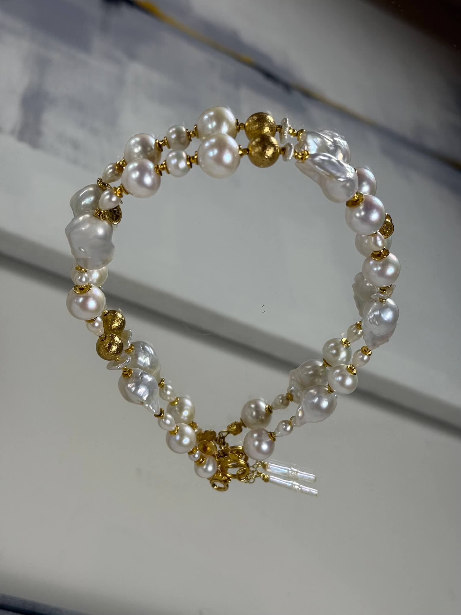 Choker z Białych Pereł Barokowych - ULASIENICKA