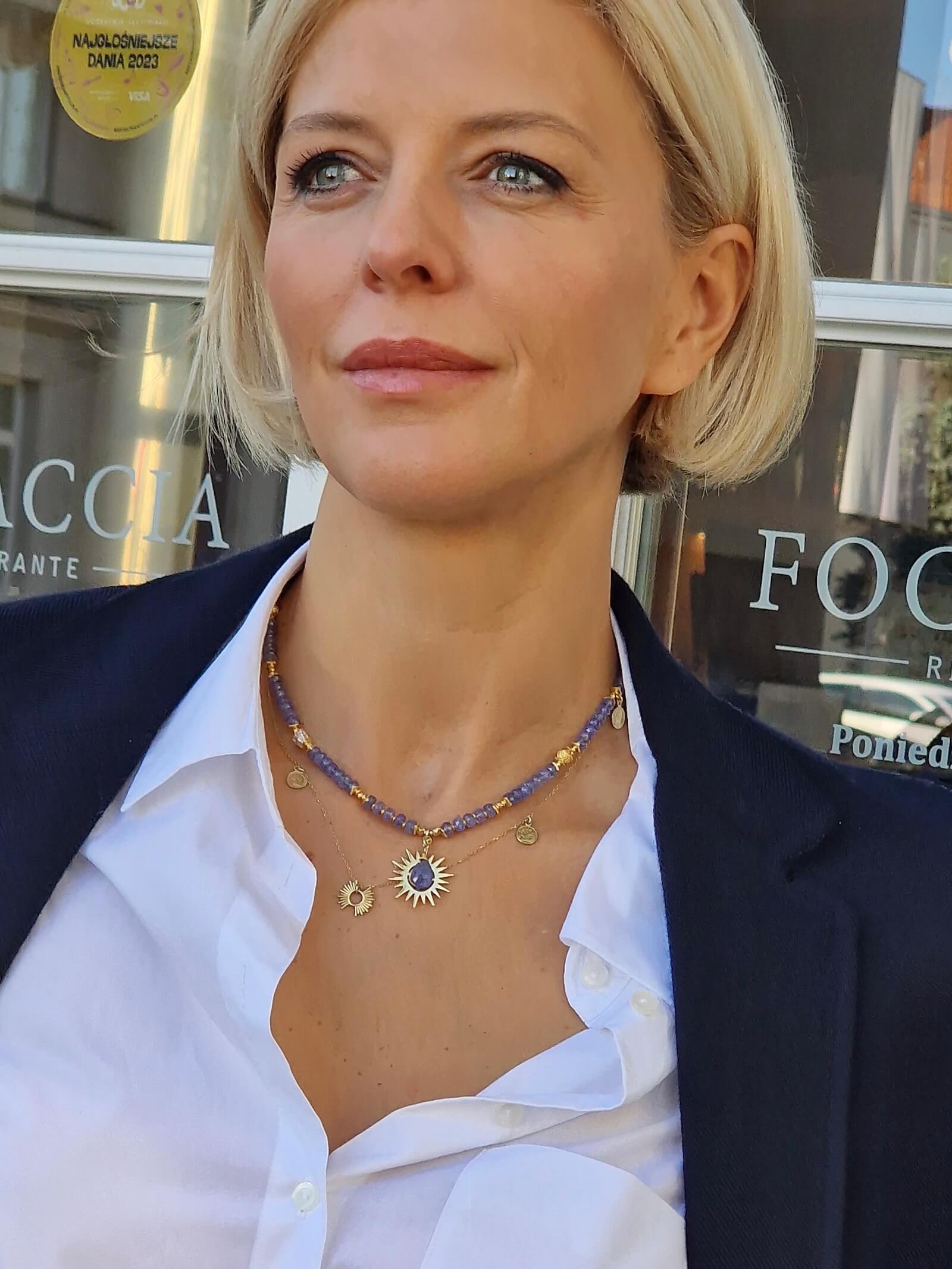 Naszyjnik z Tanzanitu z Zawieszką - Moneta