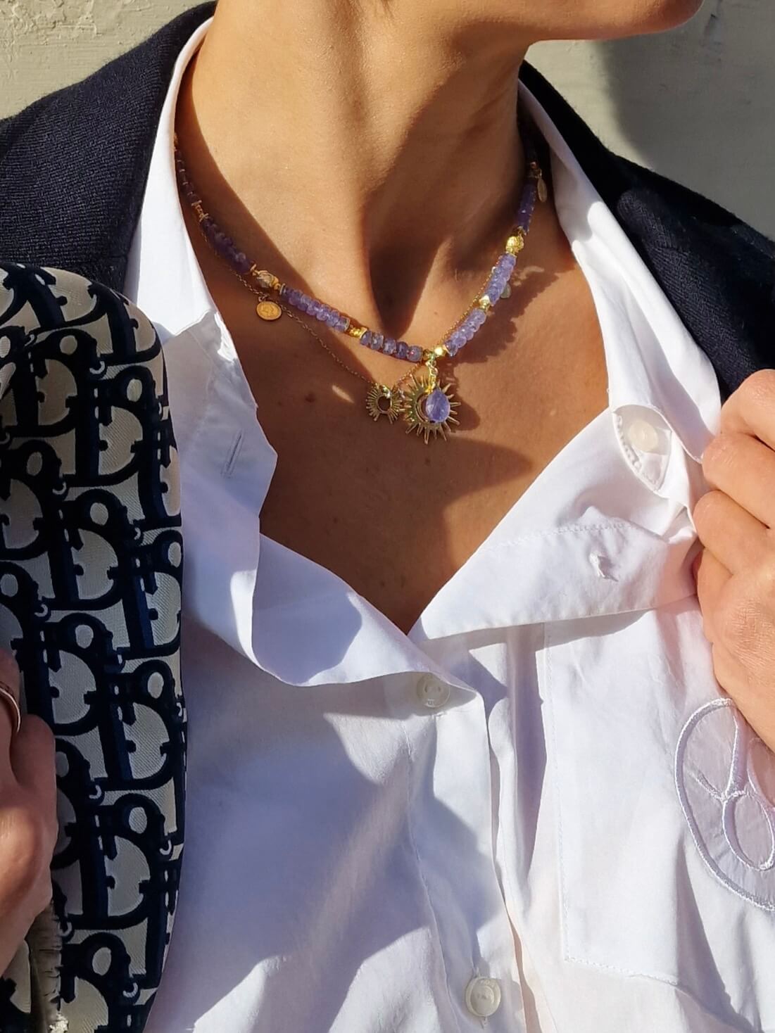 Naszyjnik z Tanzanitu z Zawieszką - Moneta