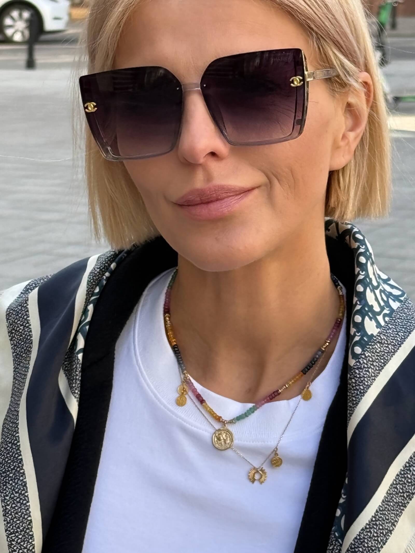 Ruby, Emerald and Sapphire Necklace with Pendant - Coin