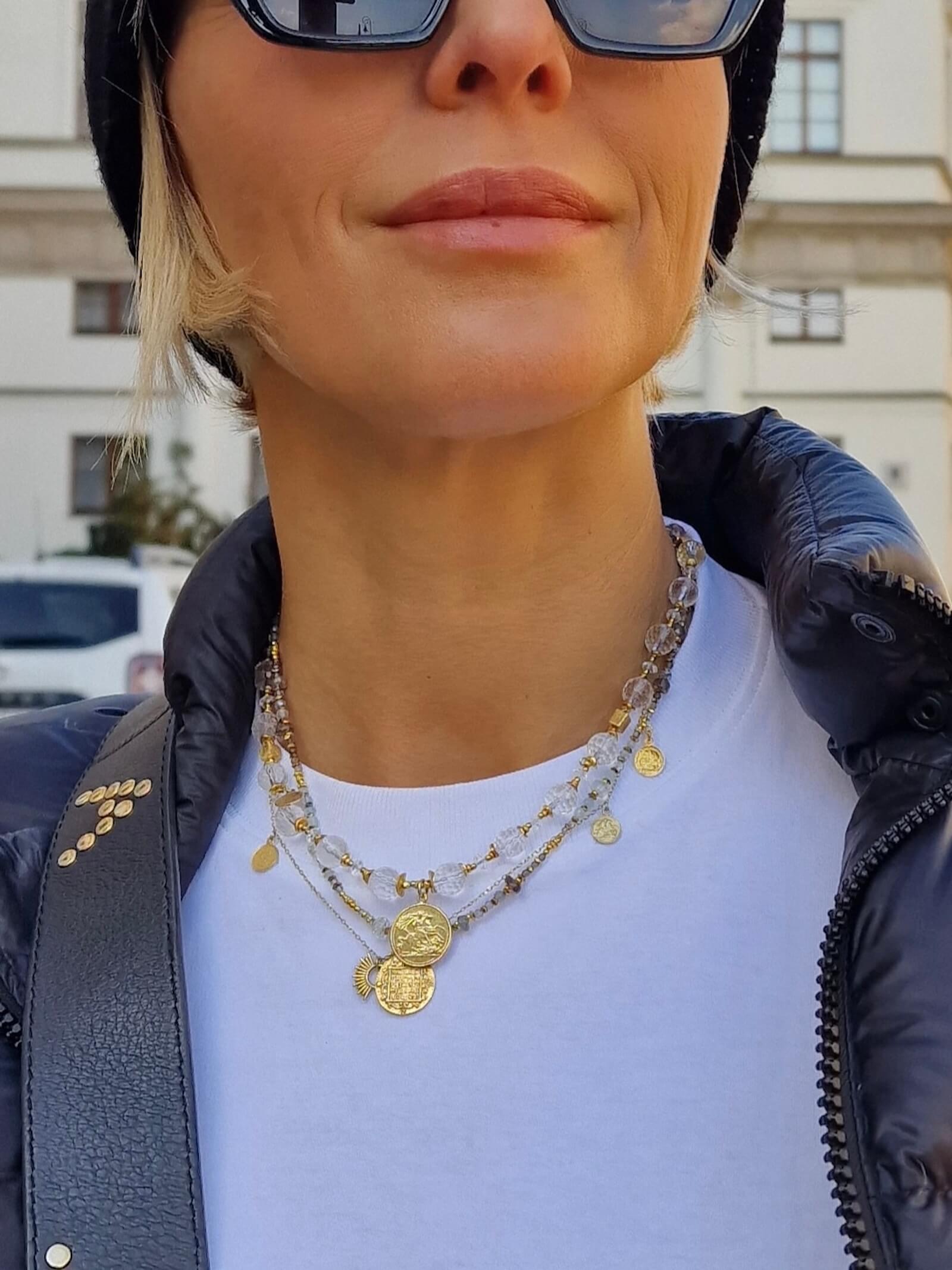 Zestaw Naszyjników z Kryształem Górskim