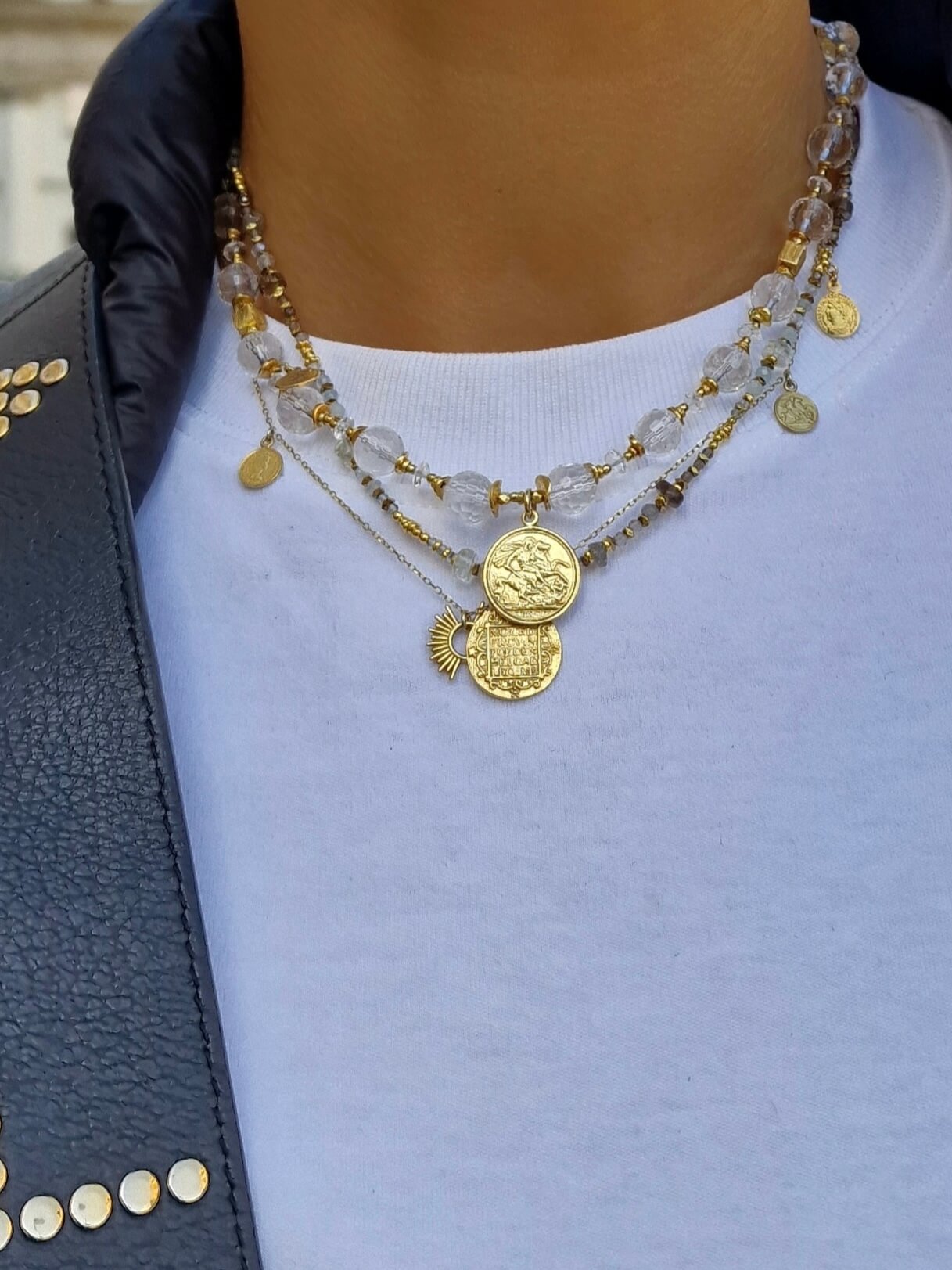 Zestaw Naszyjników z Kryształem Górskim