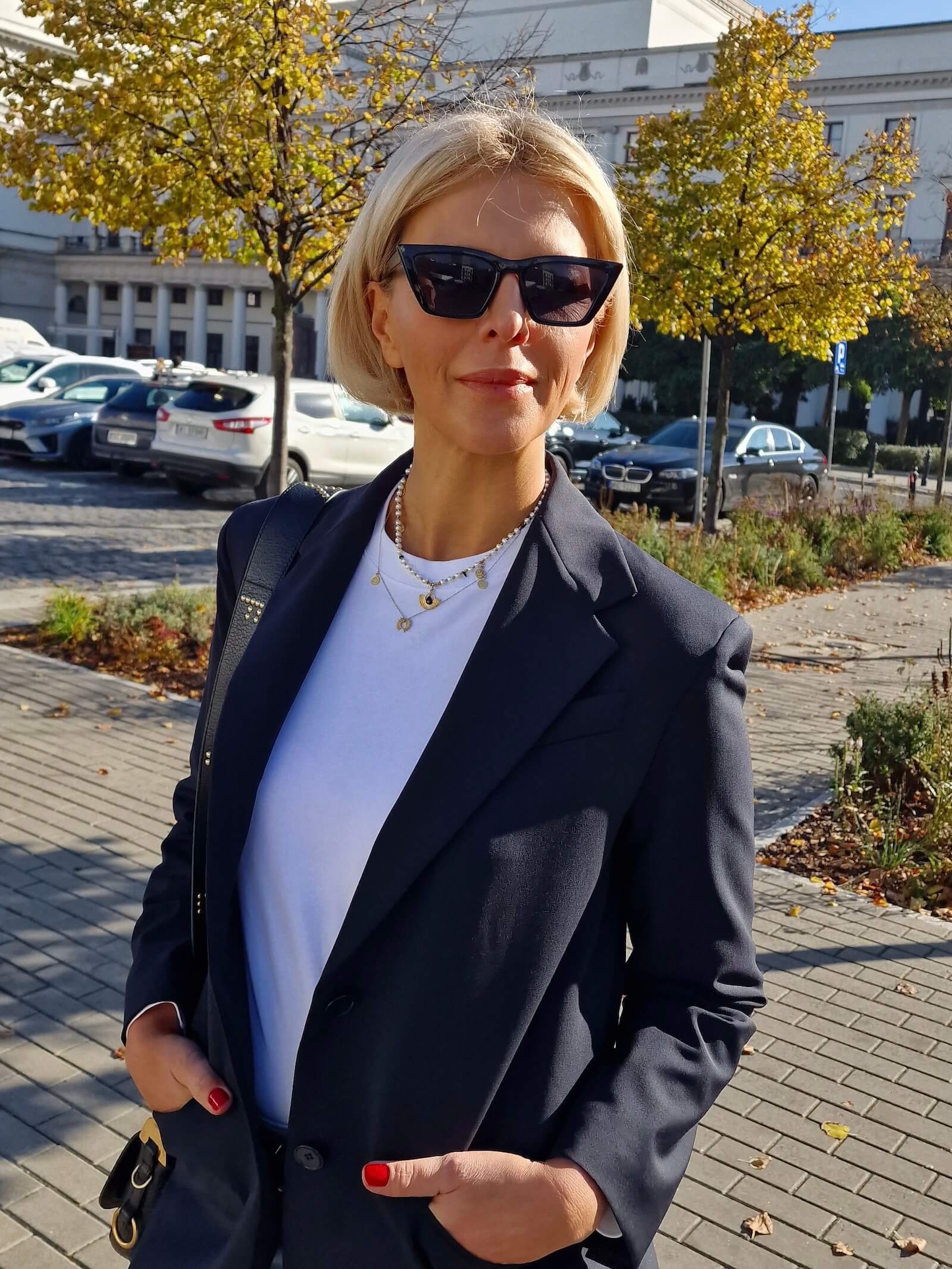 White Pearl Necklace with a Sun and Tourmaline Pendant