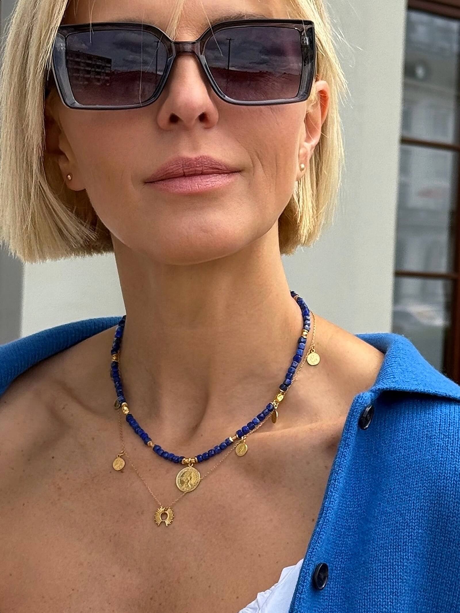 Naszyjnik z Lapisu Lazuli z Zawieszką - Moneta