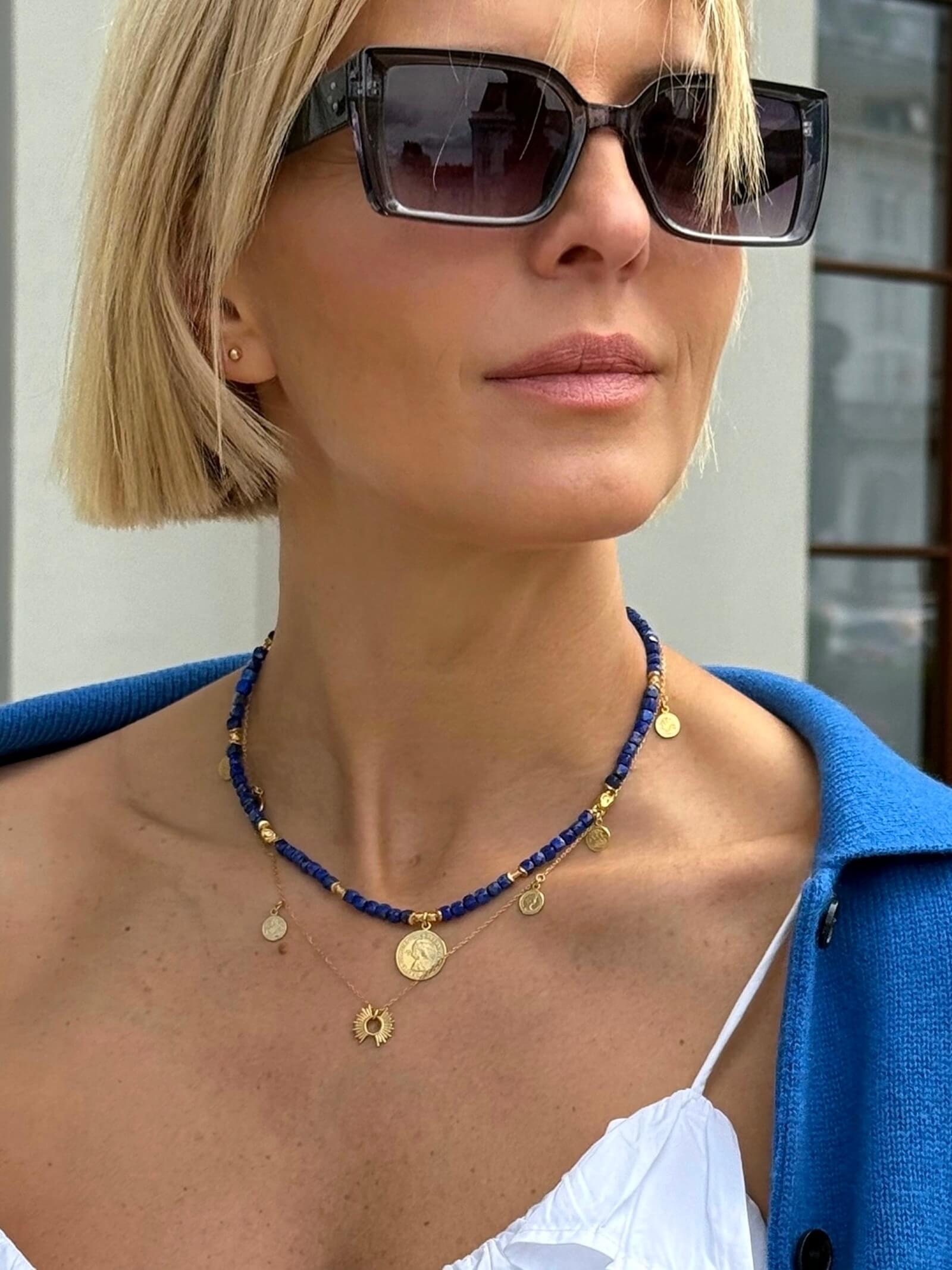Naszyjnik z Lapisu Lazuli z Zawieszką - Moneta