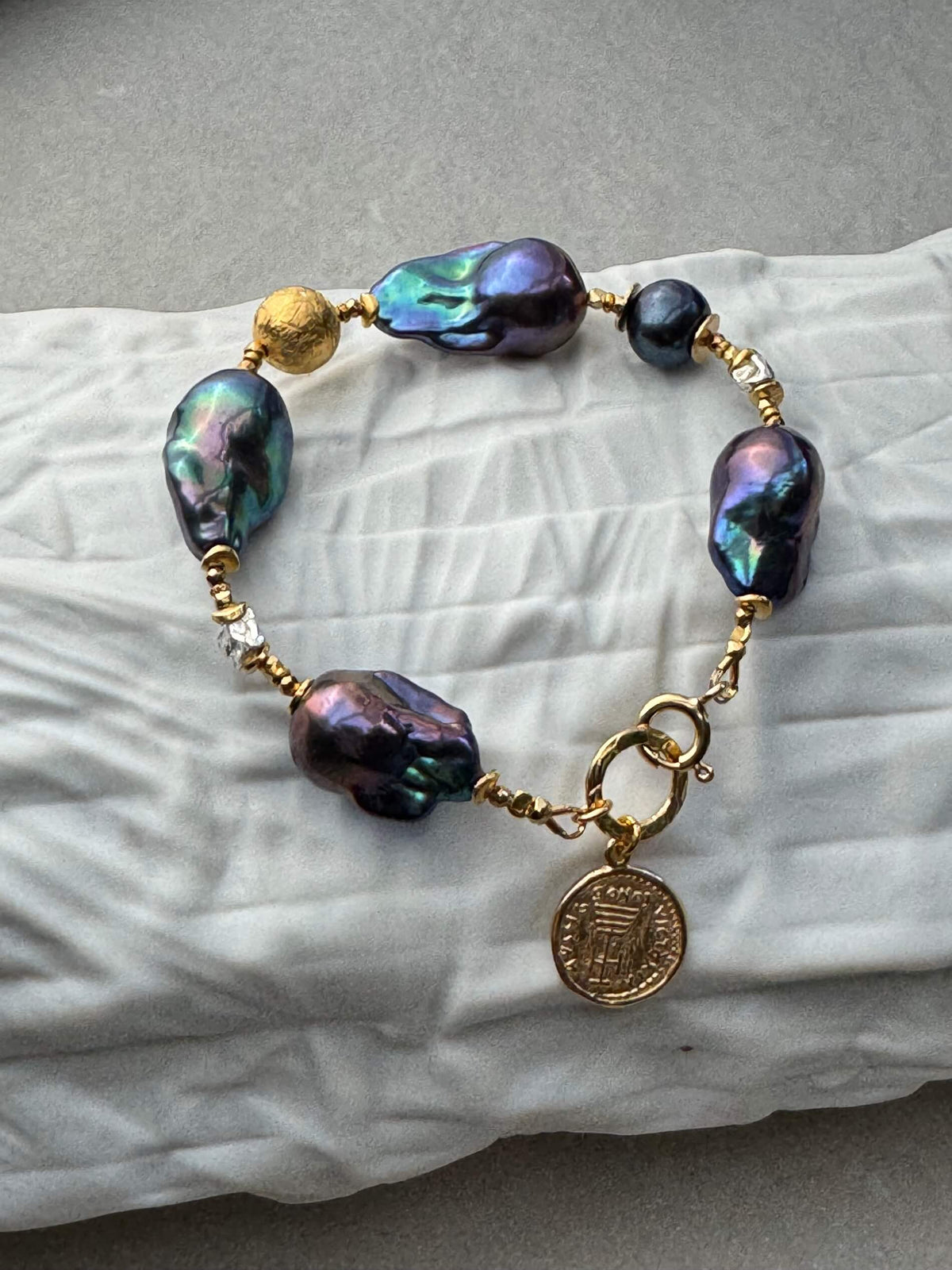 Graphite Baroque Pearl Bracelet