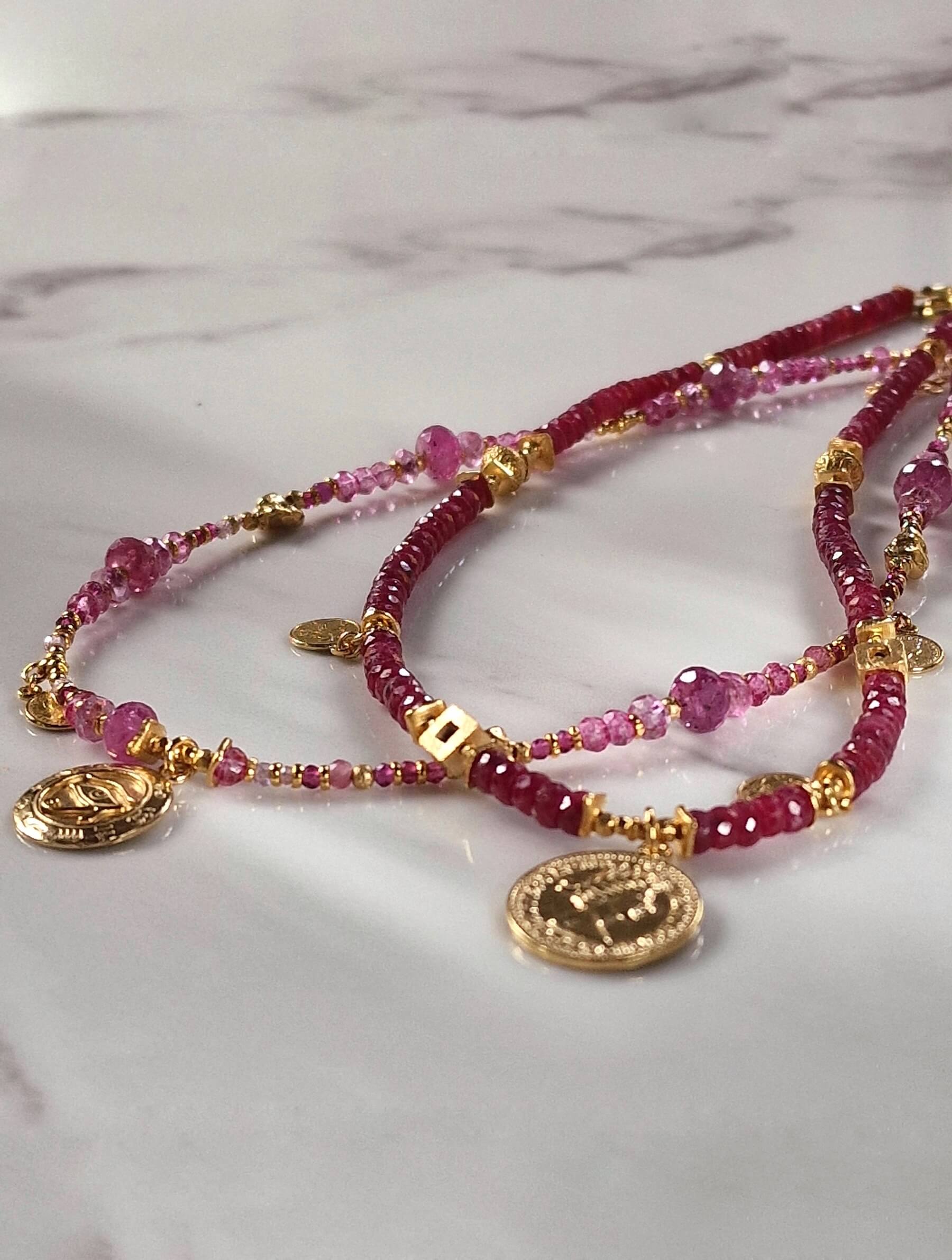 Ruby Necklace with Pendant - Coin