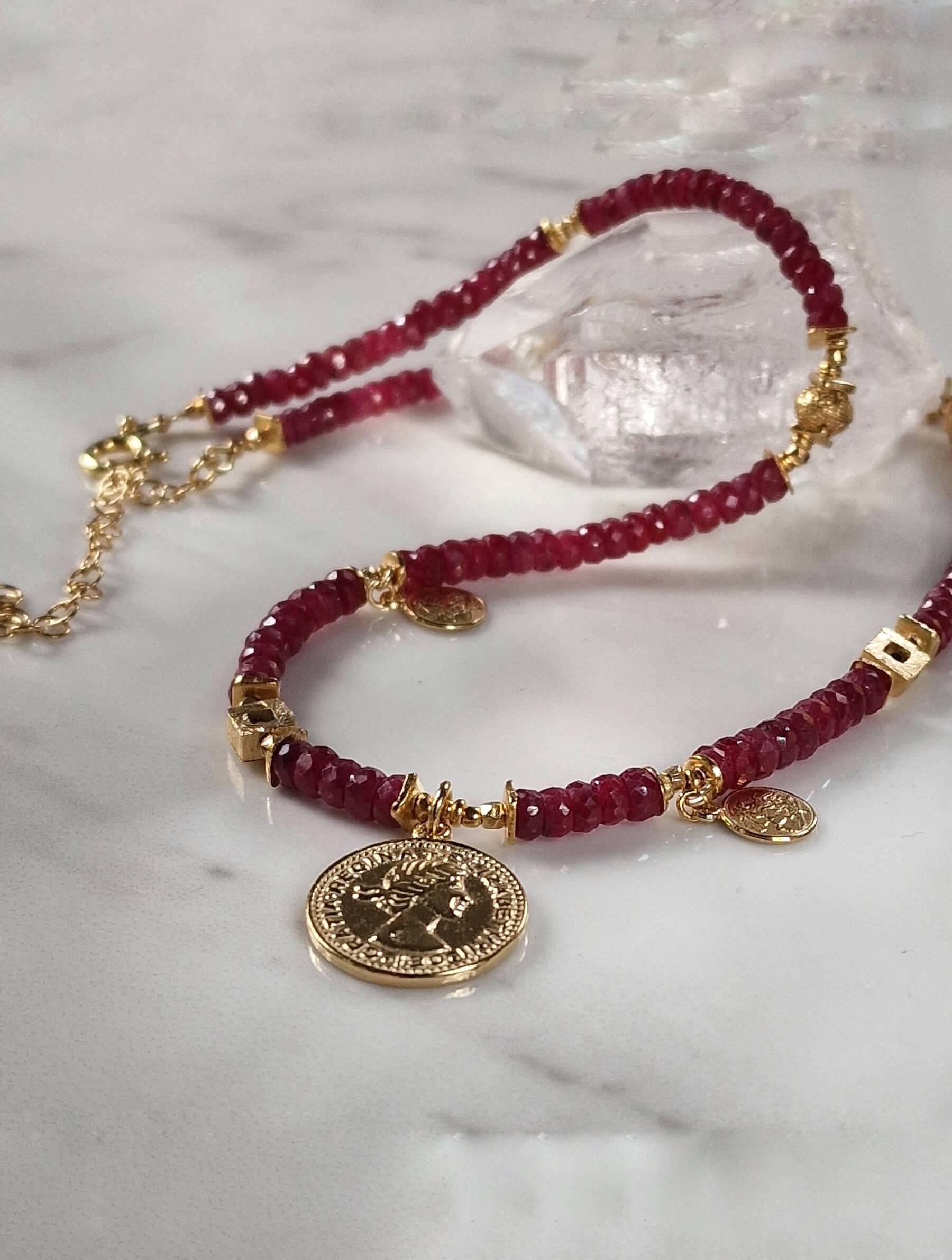 Ruby Necklace with Pendant - Coin