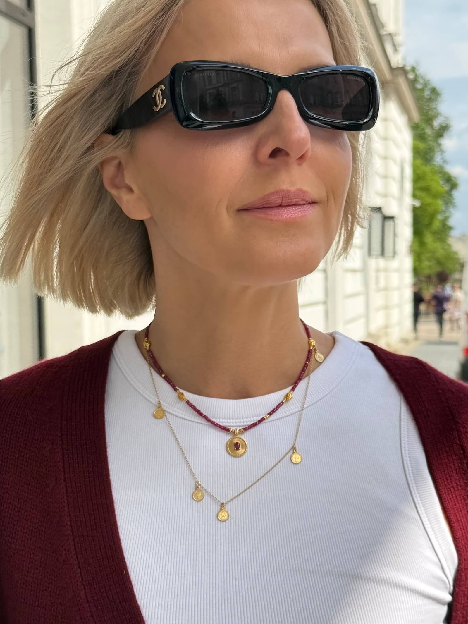 African Ruby Necklace with Round Ruby Pendant