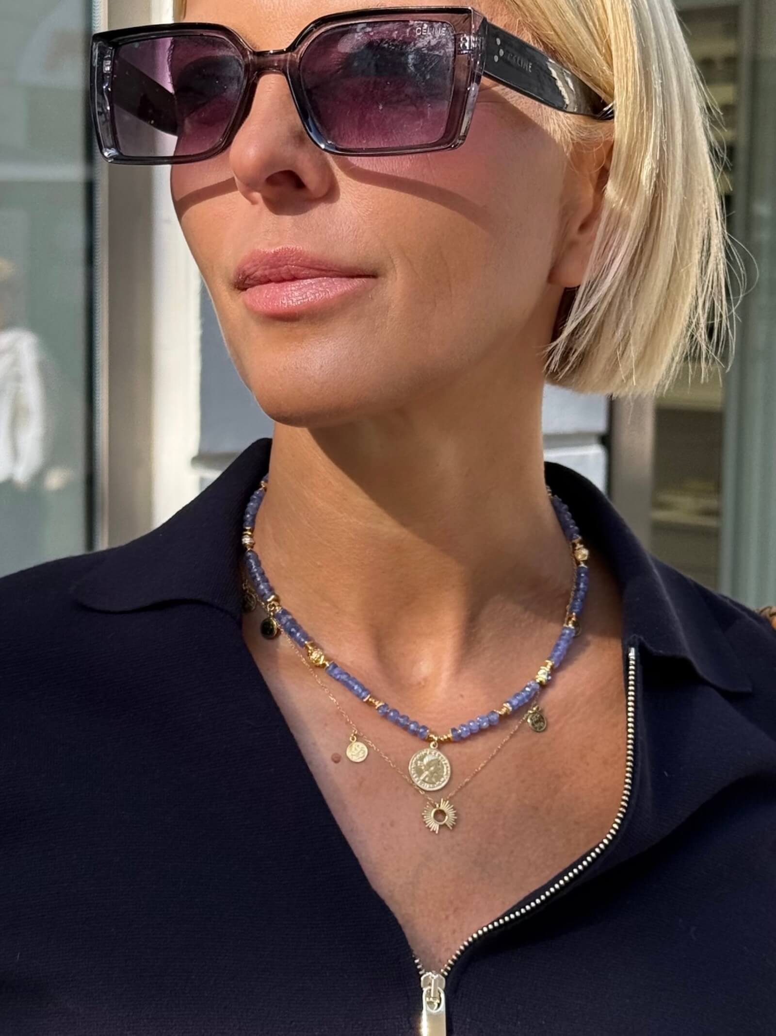 Naszyjnik z Tanzanitu z Zawieszką - Moneta