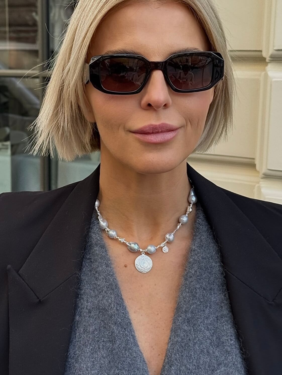 Naszyjnik z Szarych Pereł Barokowych - Srebro 925