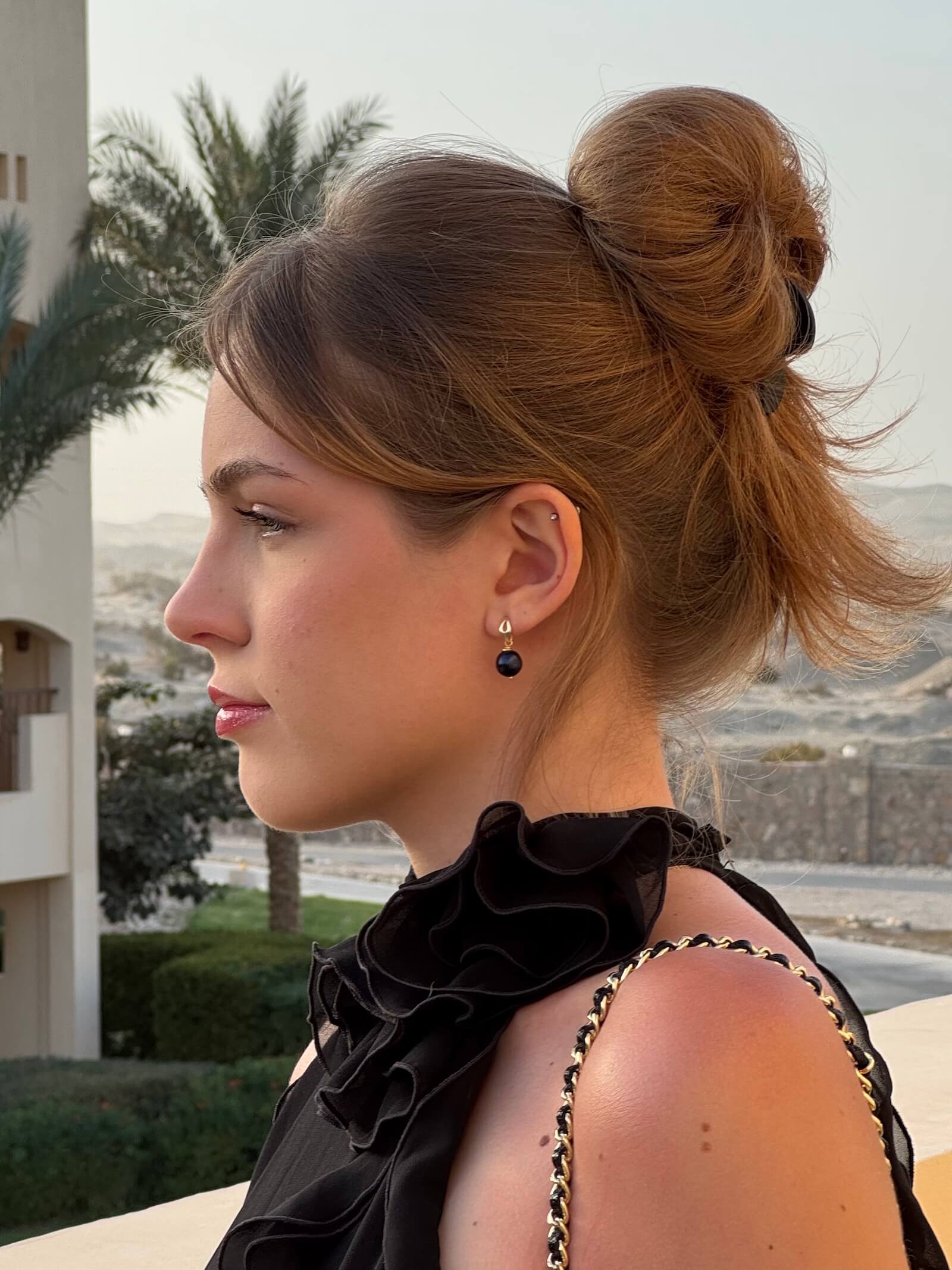 Kolczyki z dużą czarną perłą