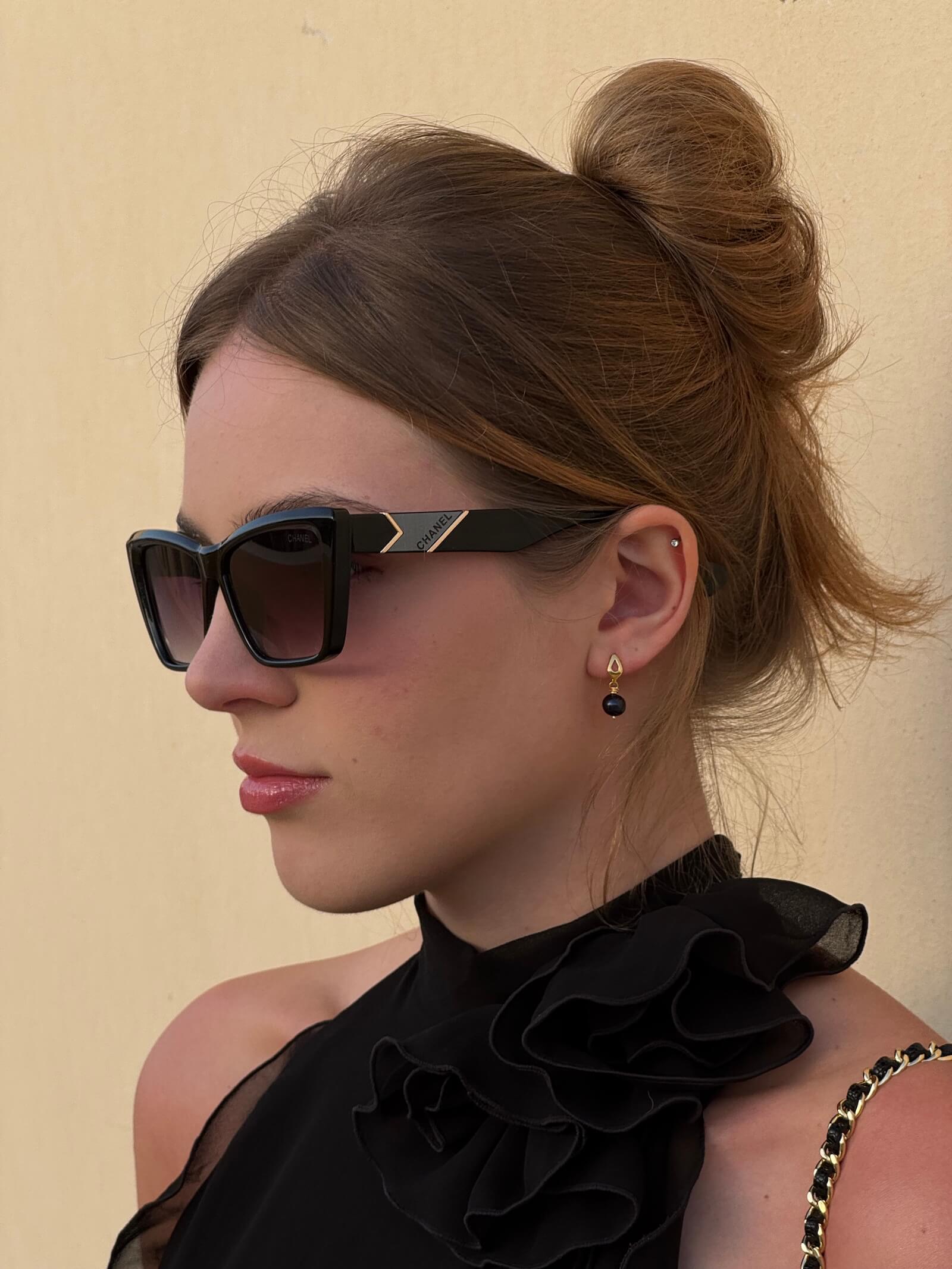 Kolczyki z czarną perłą