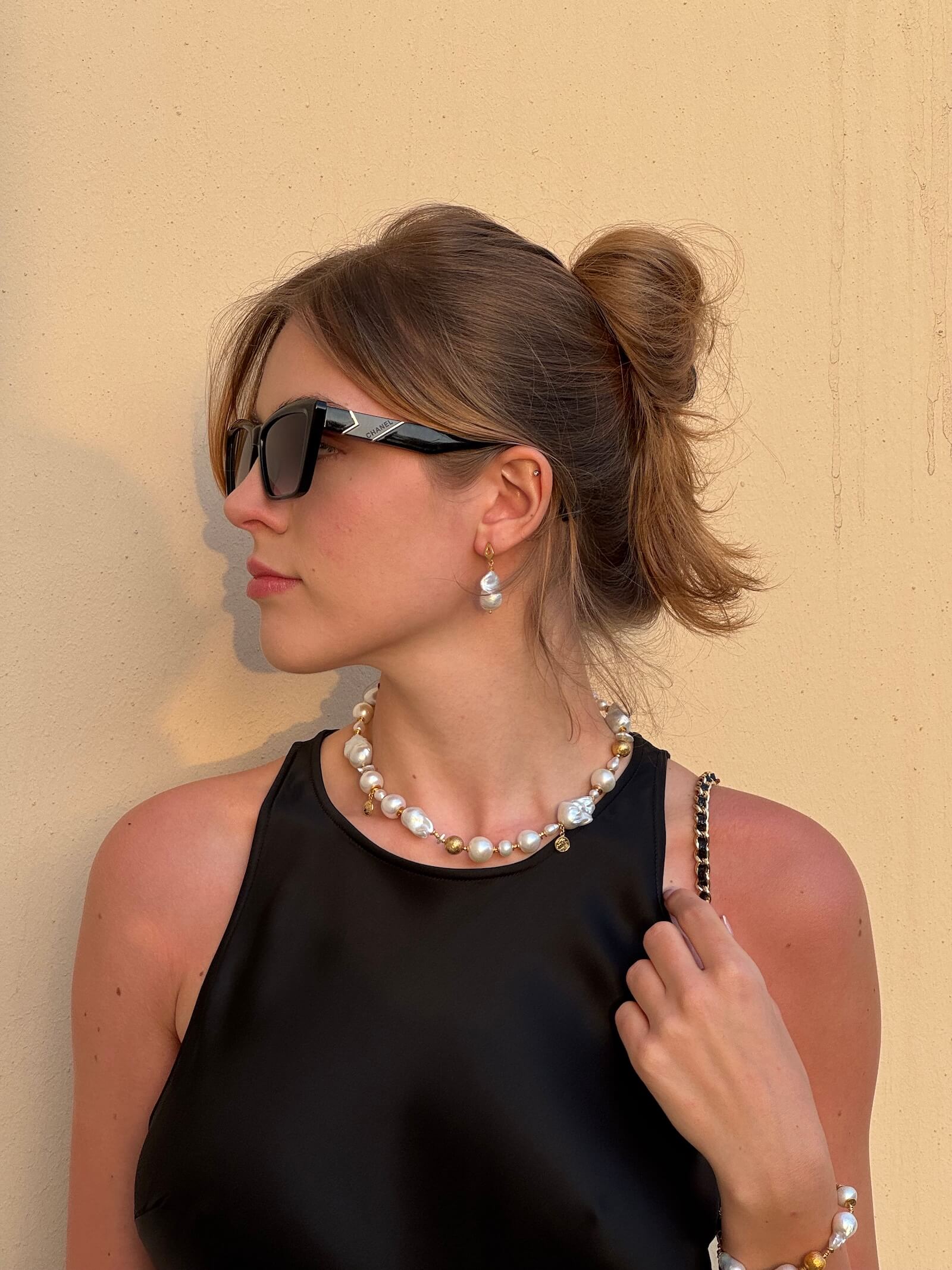 Choker z Białych Pereł Barokowych