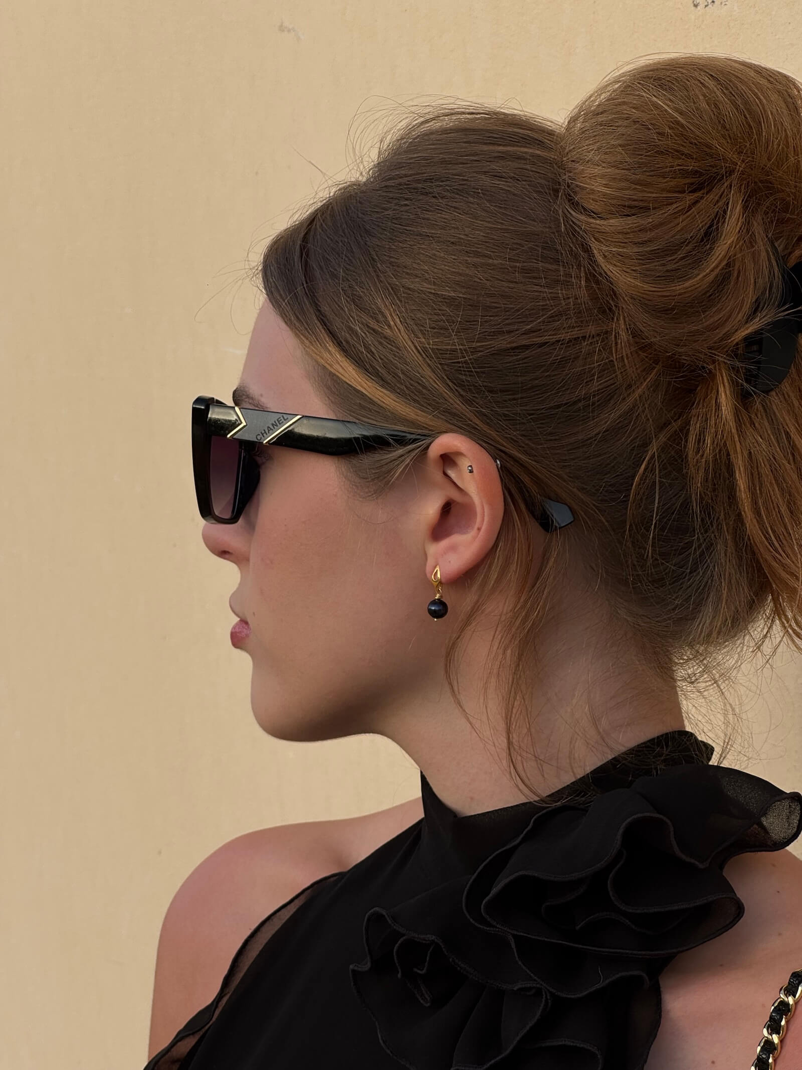 Kolczyki z czarną perłą