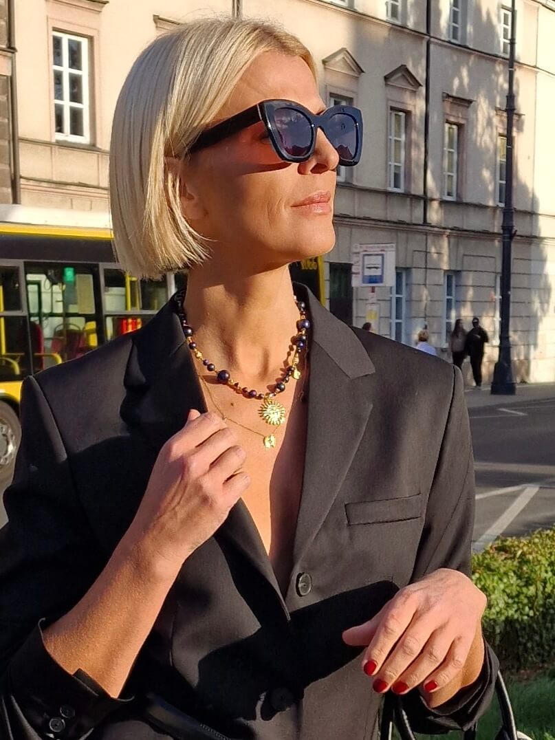 Naszyjnik z Czarnych Pereł z Zawieszką - Słońce