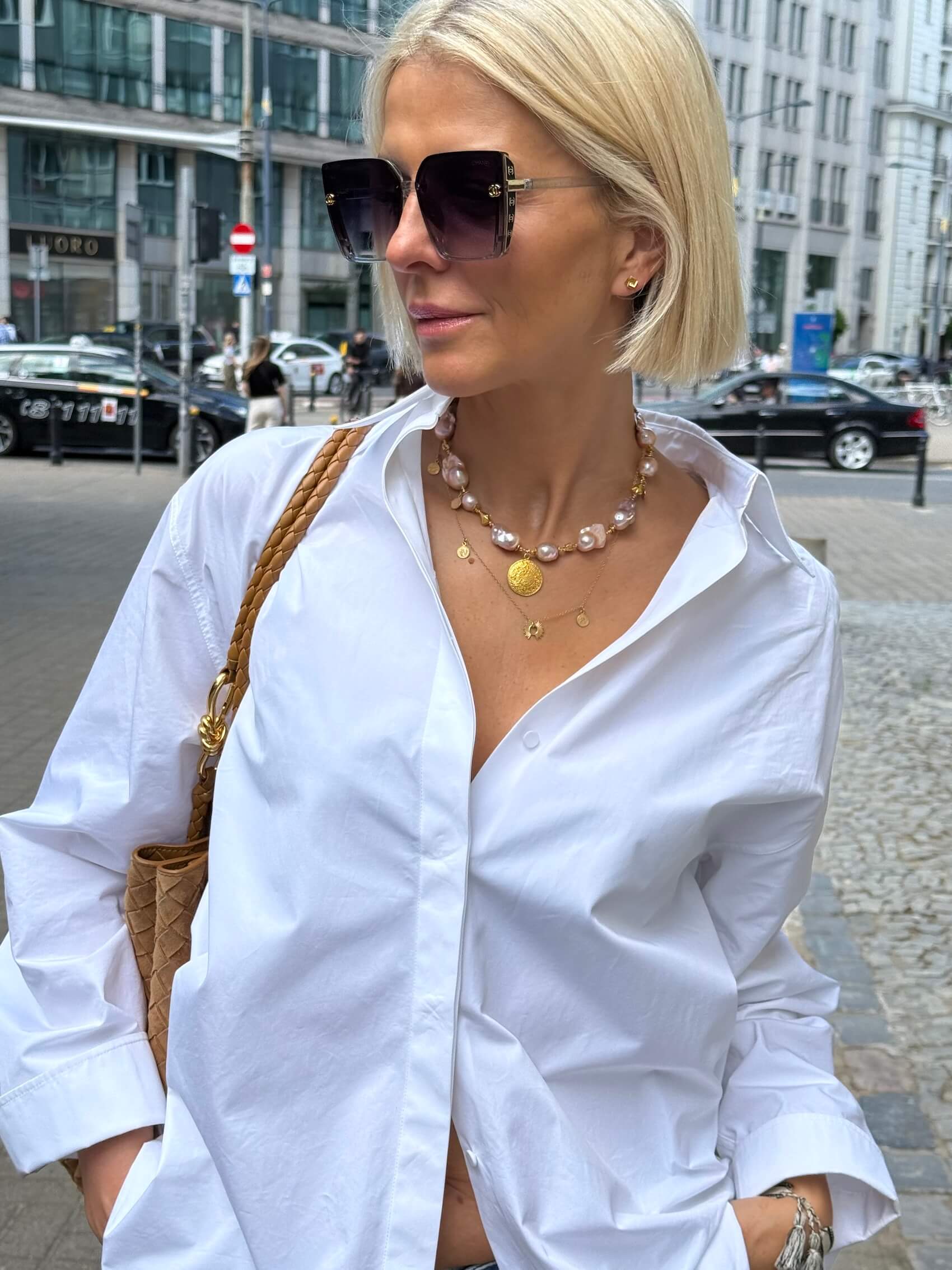 Pink Baroque Pearl Necklace with an Aztec Coin Pendant