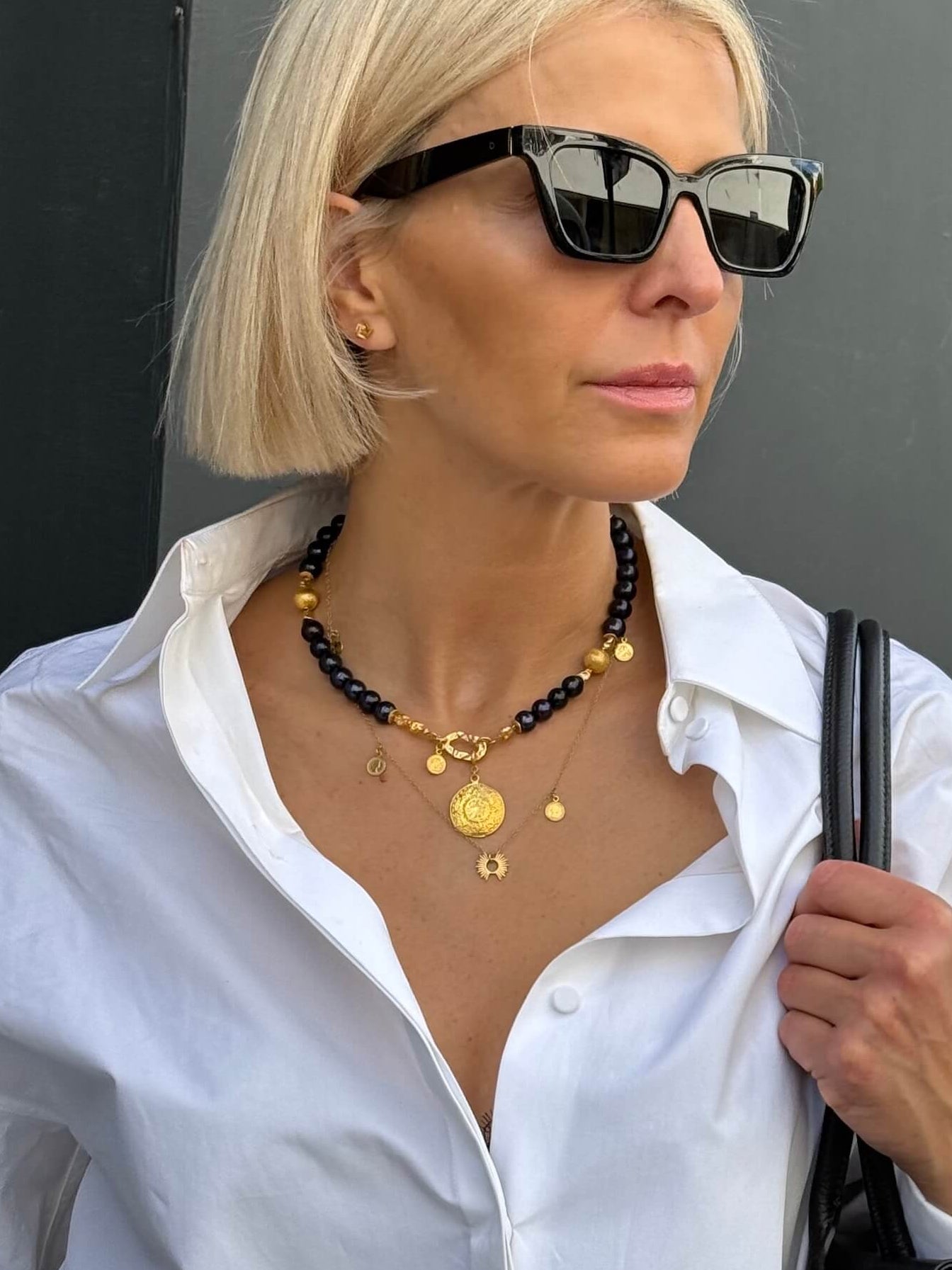 Choker z Czarnych Pereł z Dopinaną Zawieszką