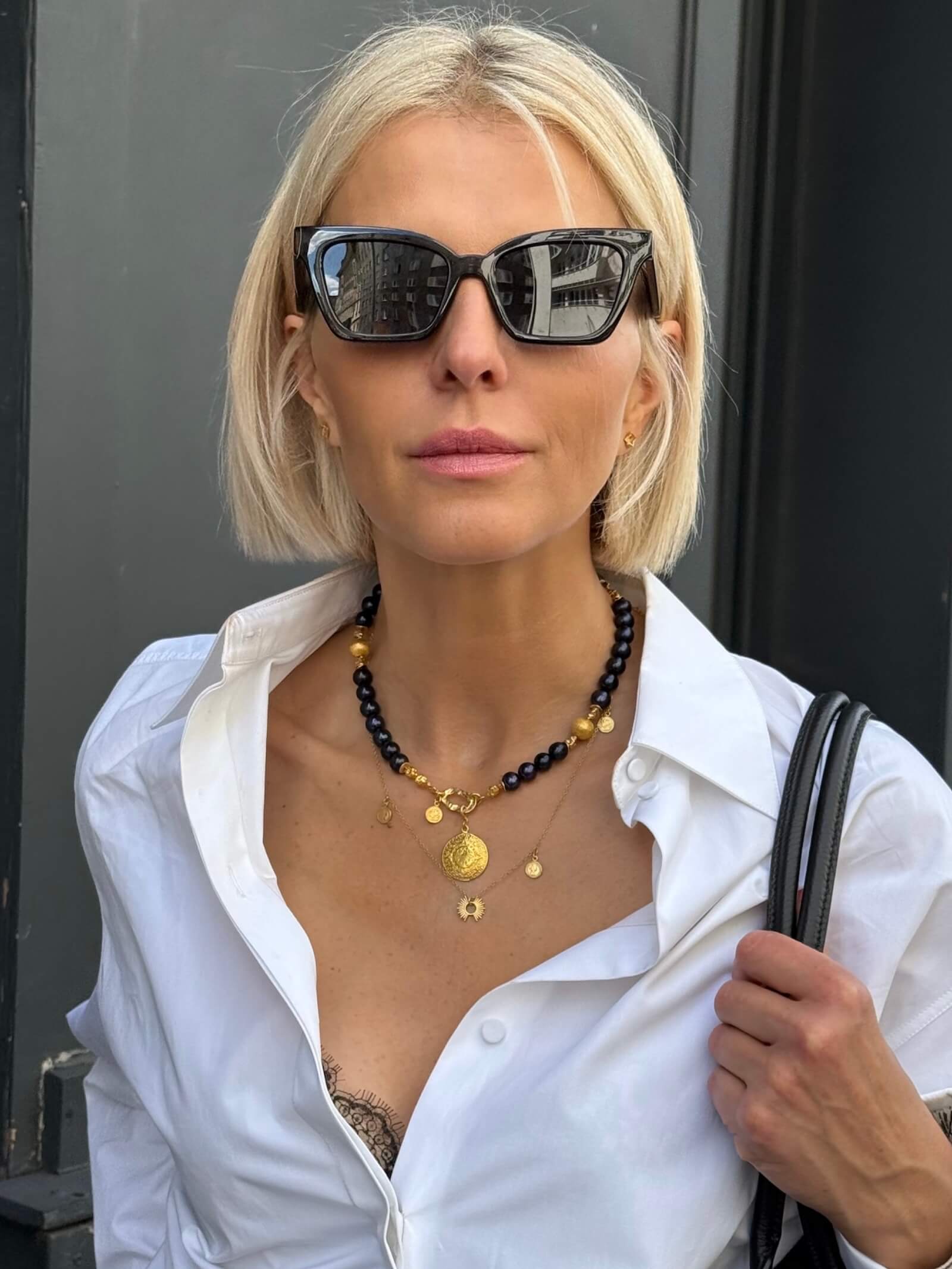 Choker z Czarnych Pereł z Dopinaną Zawieszką