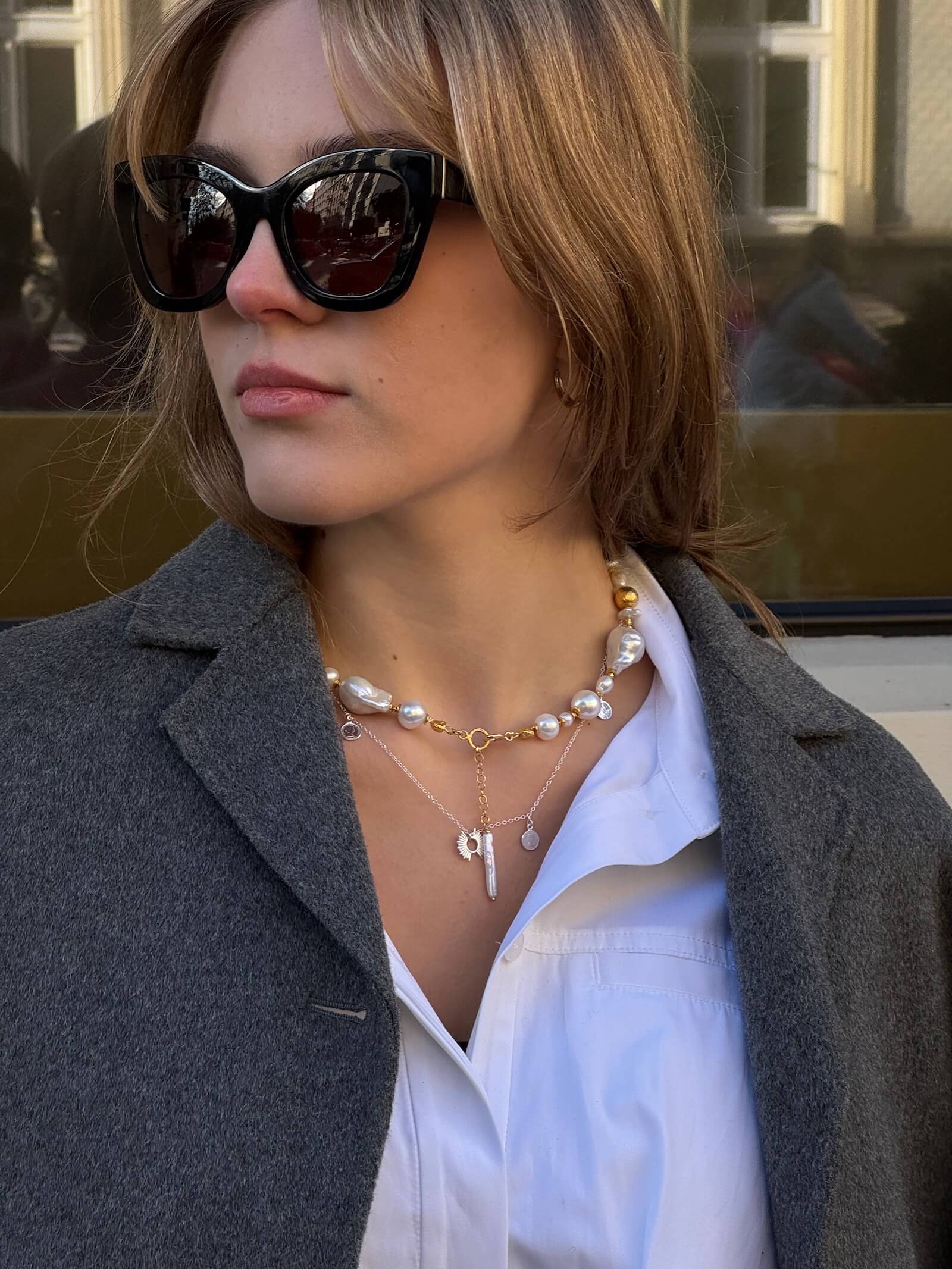 Choker z Białych Pereł Barokowych - ULASIENICKA