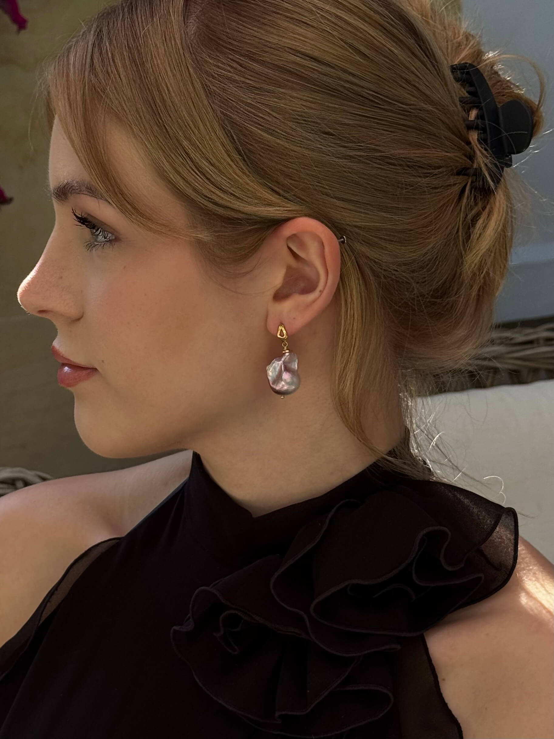 Pink Baroque Pearl Earrings