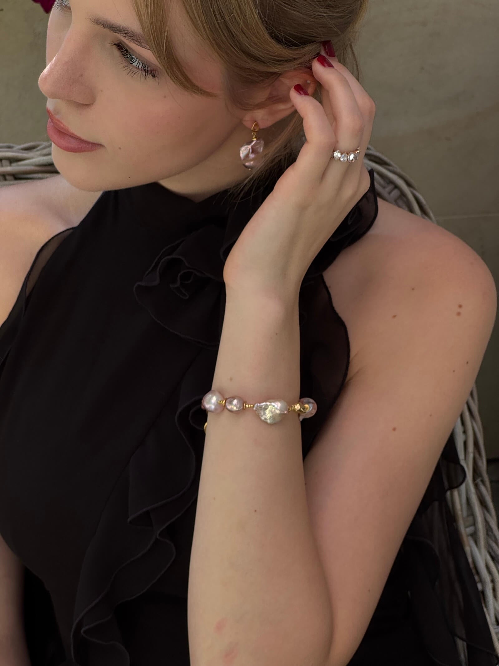 Pink Baroque Pearl Bracelet