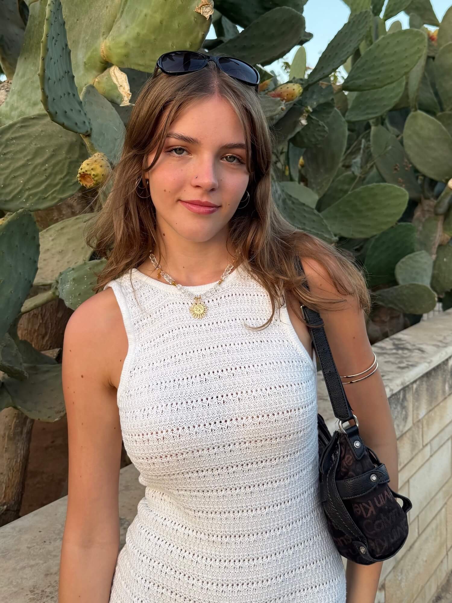 Rock Crystal Necklace with Pendant - Sun