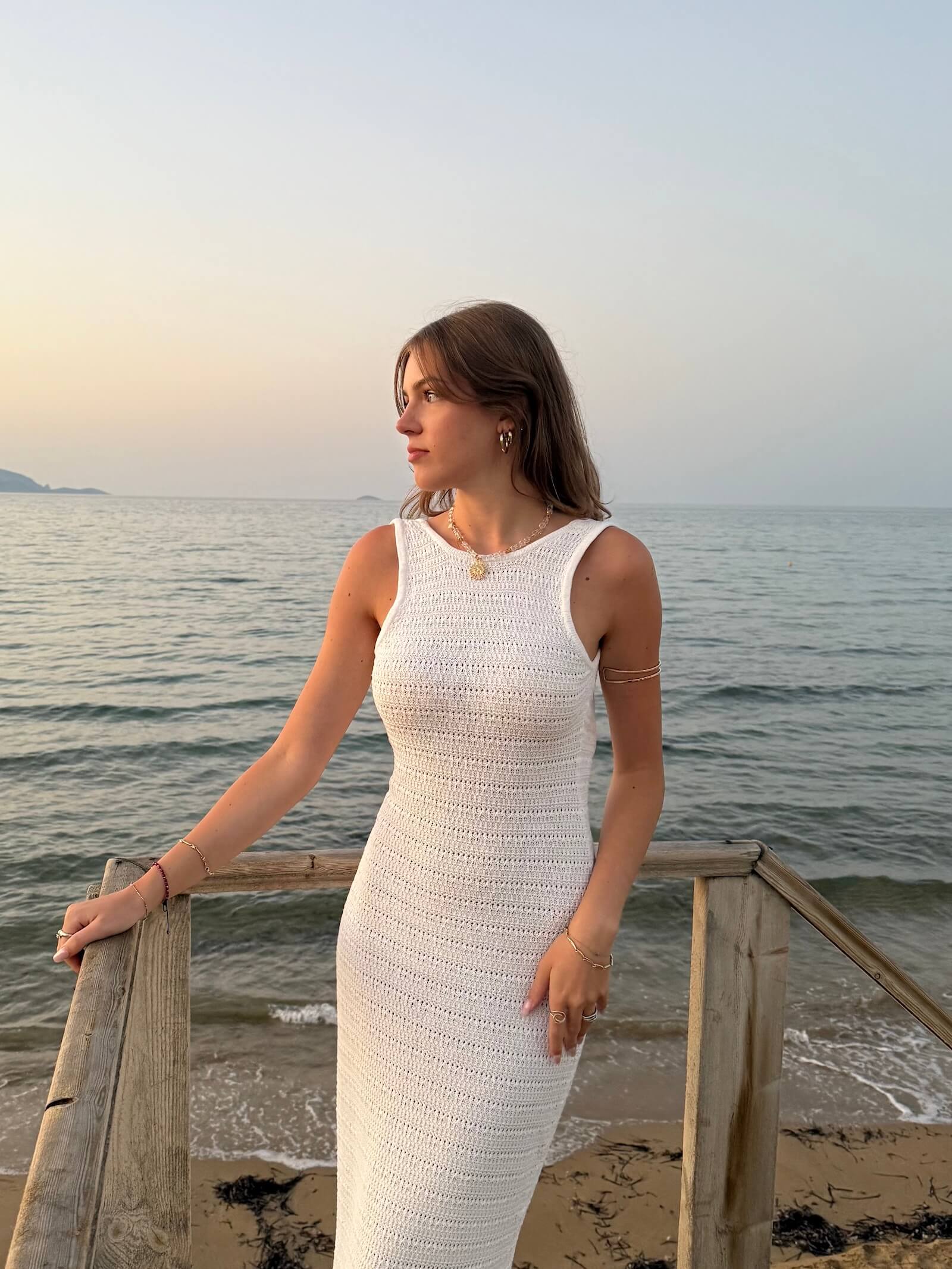 Rock Crystal Necklace with Pendant - Sun