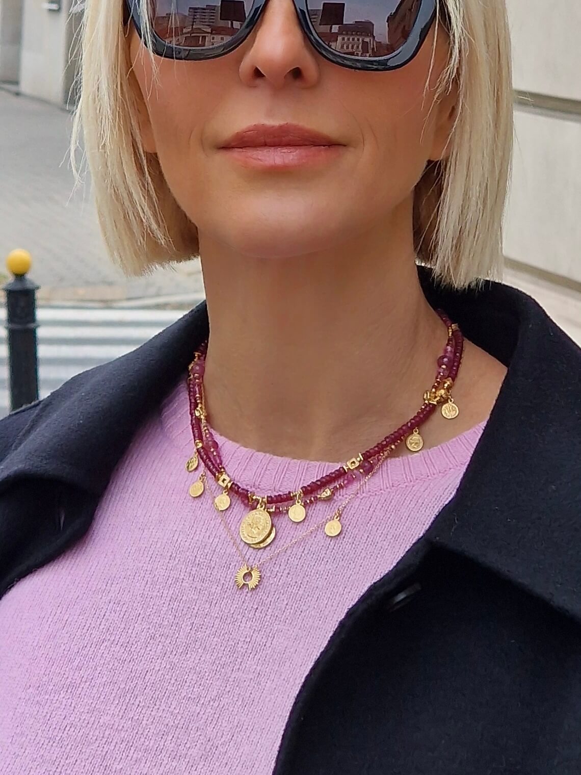 Ruby Necklace with Pendant - Coin