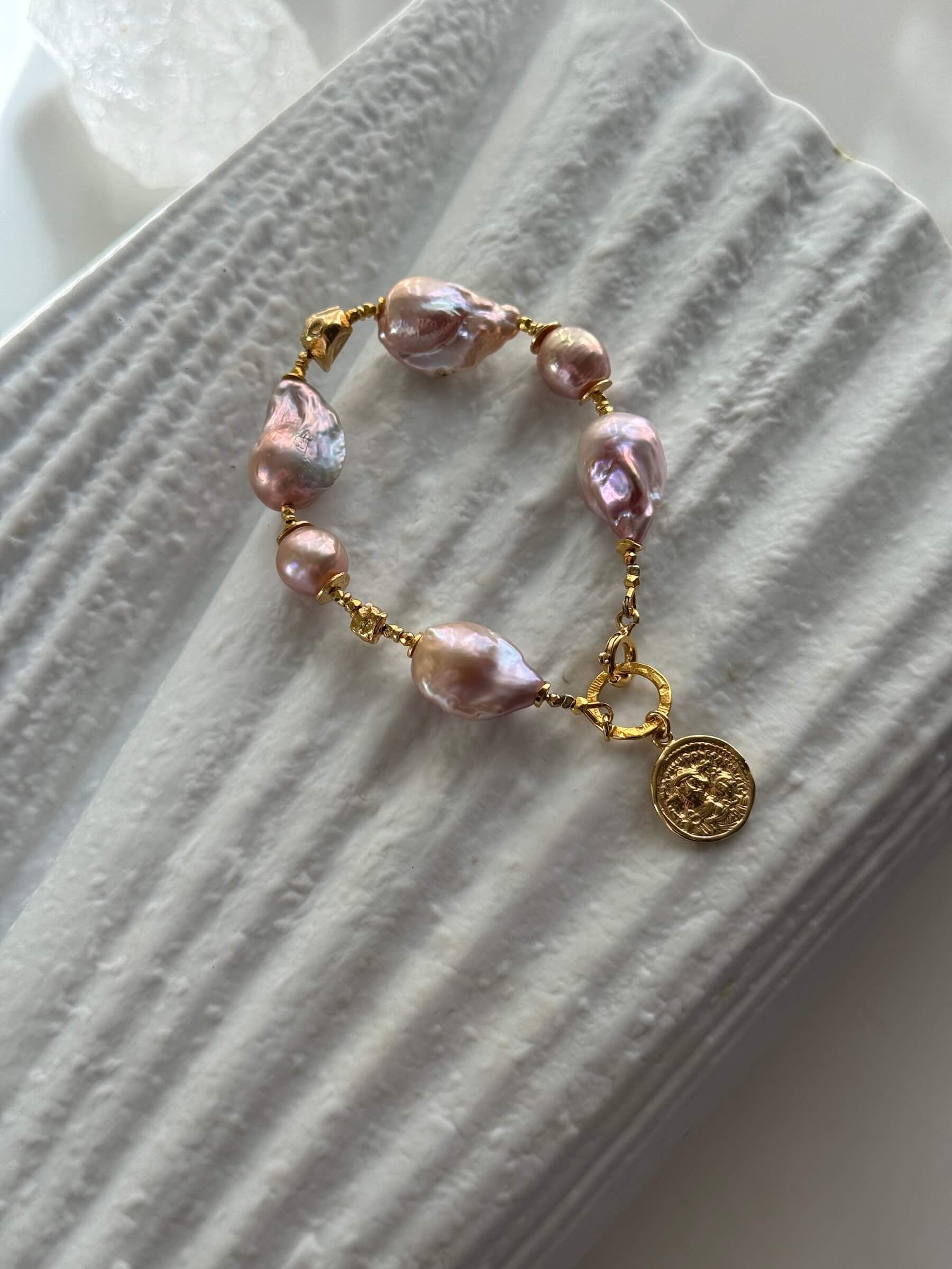 Pink Baroque Pearl Bracelet