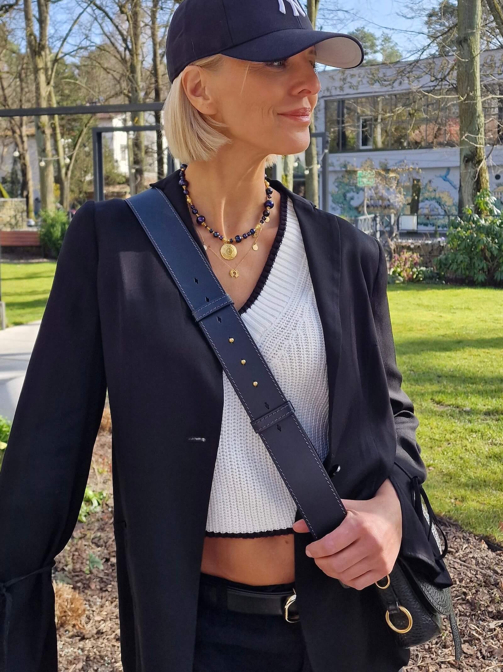 Black Pearl Necklace with Aztec Coin Pendant