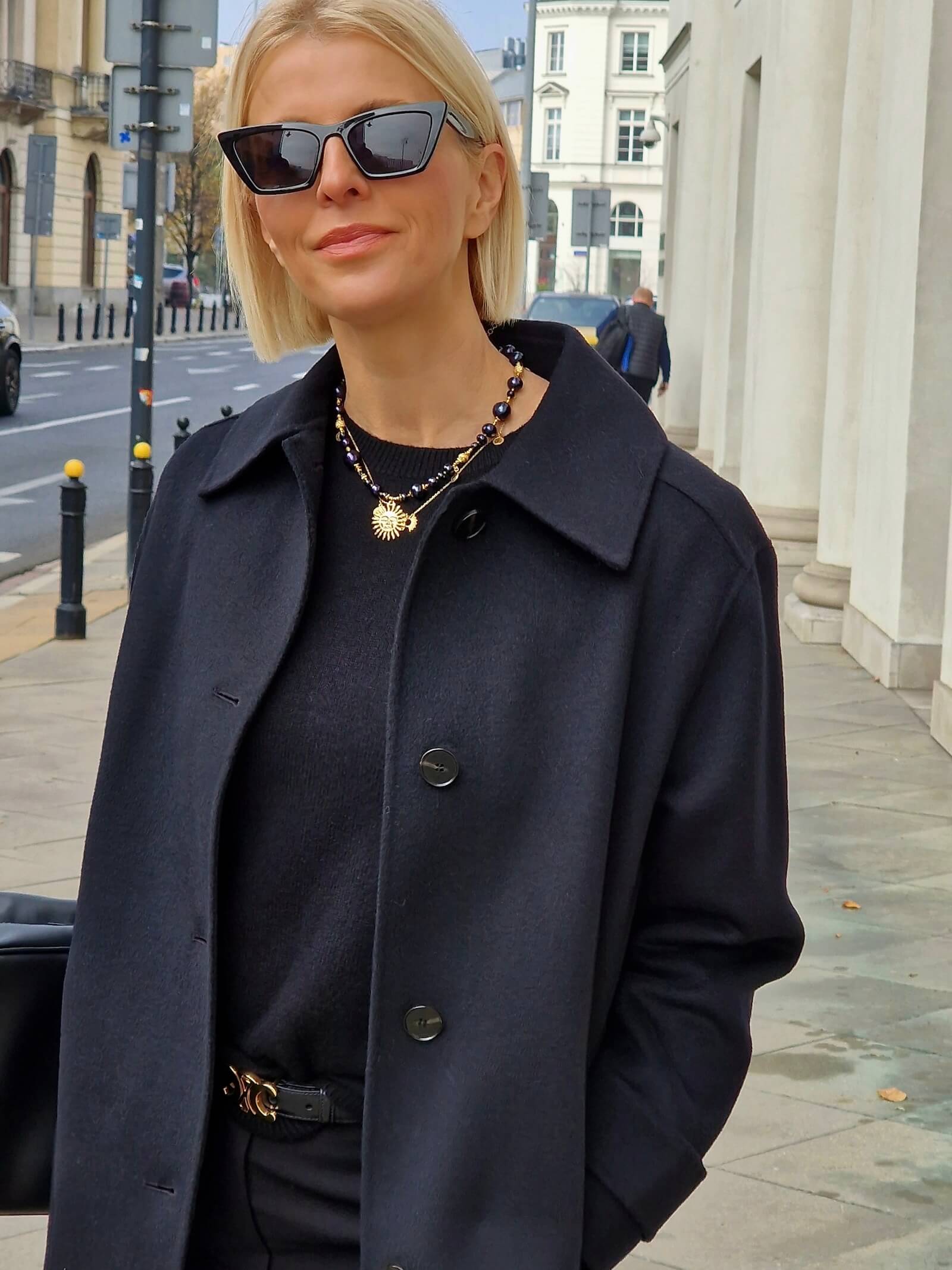 Naszyjnik z Czarnych Pereł z Zawieszką - Słońce