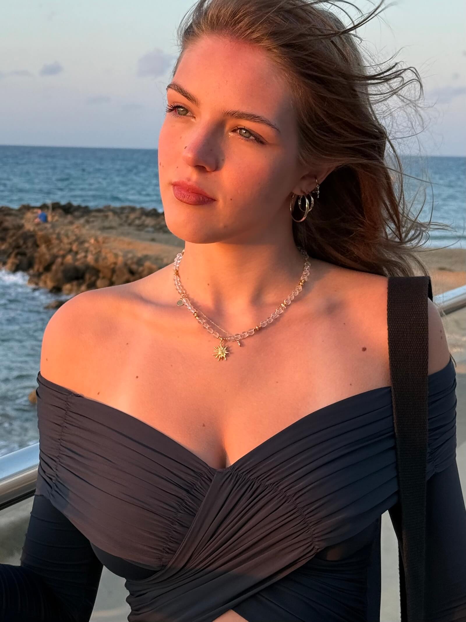 Naszyjnik z Kryształu Górskiego z Zawieszką - Słońce