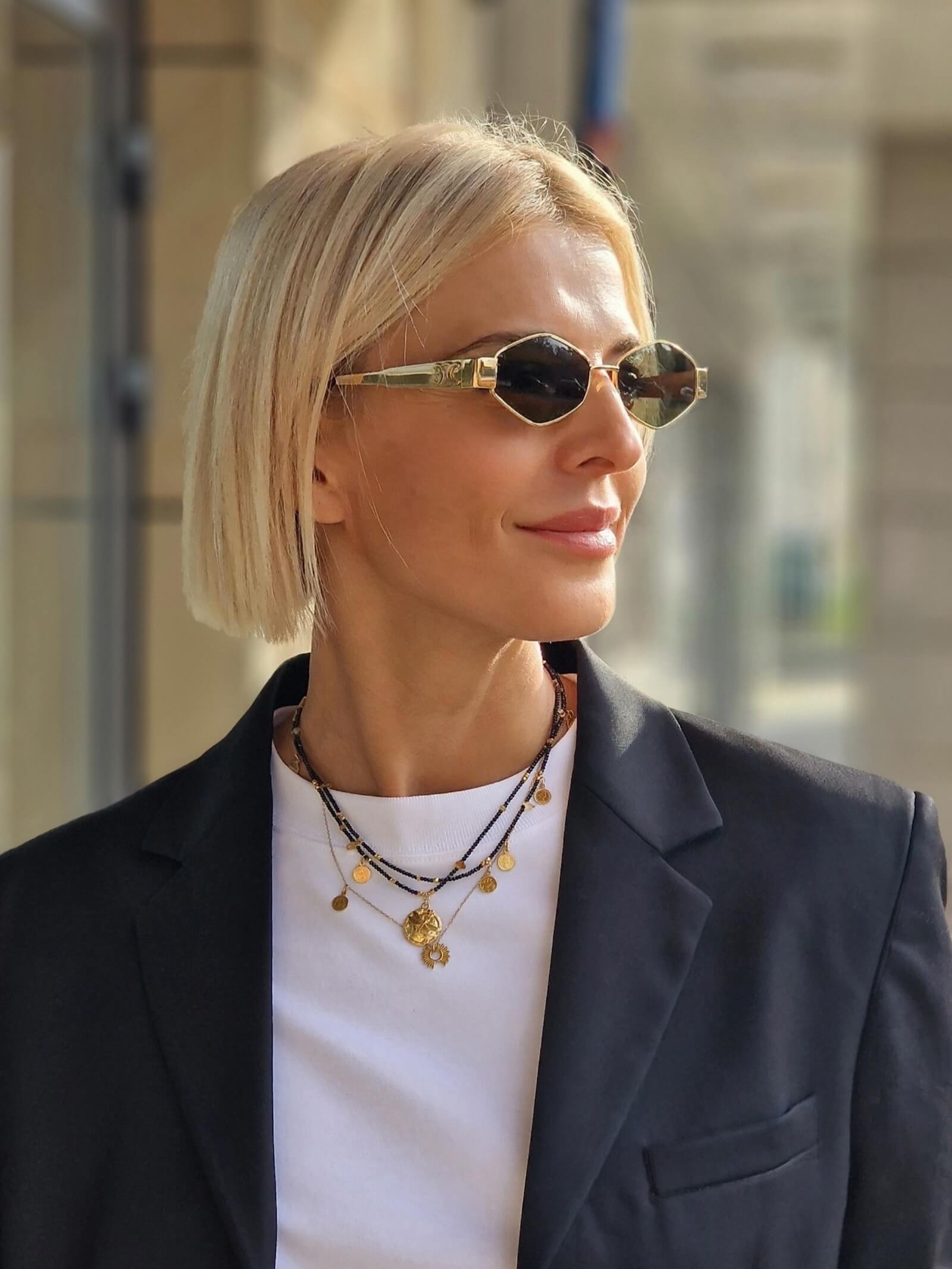 Naszyjnik Podwójny Czarno-Złoty z Zawieszką - Moneta Ważka