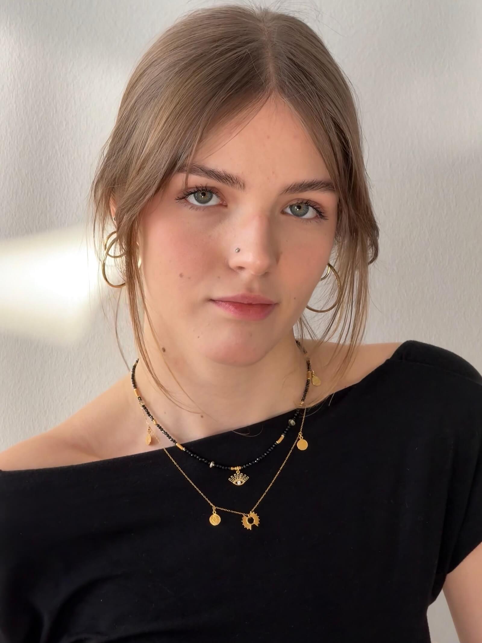 Naszyjnik Czarno-Złoty z Zawieszką - oko