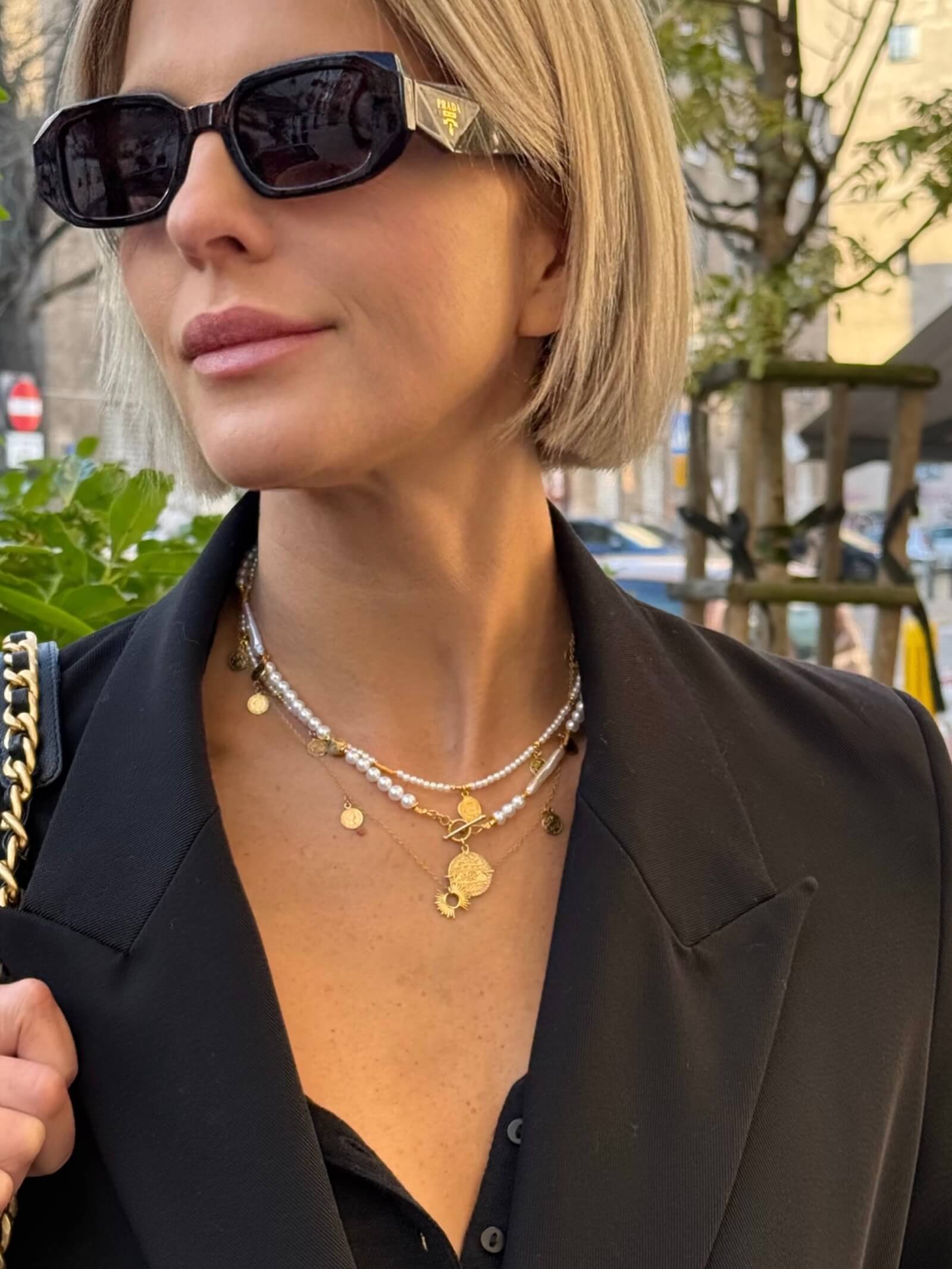 Zestaw Naszyjników z Białych Pereł z Zapięciem na Patyczek