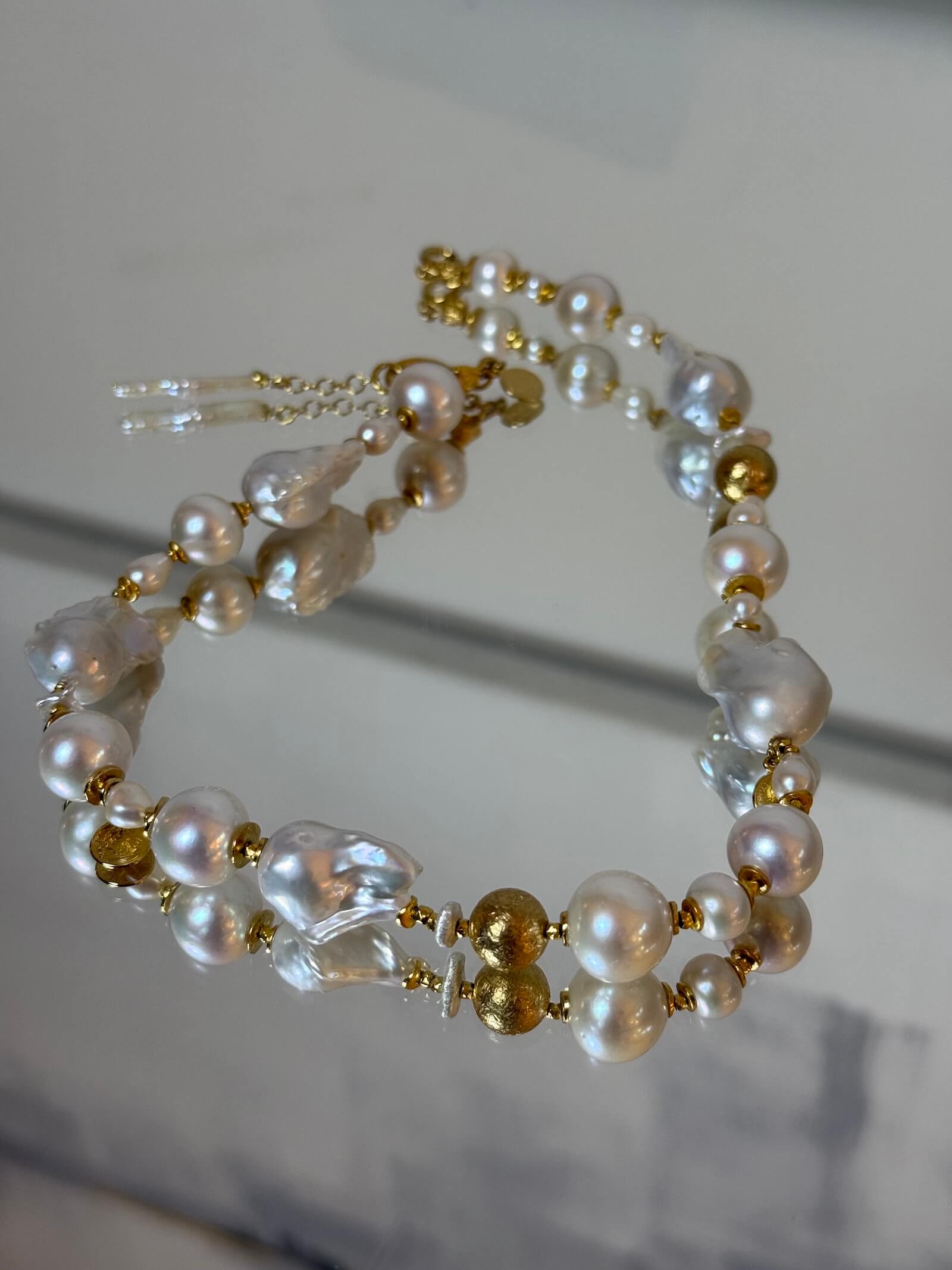 Choker z Białych Pereł Barokowych - ULASIENICKA