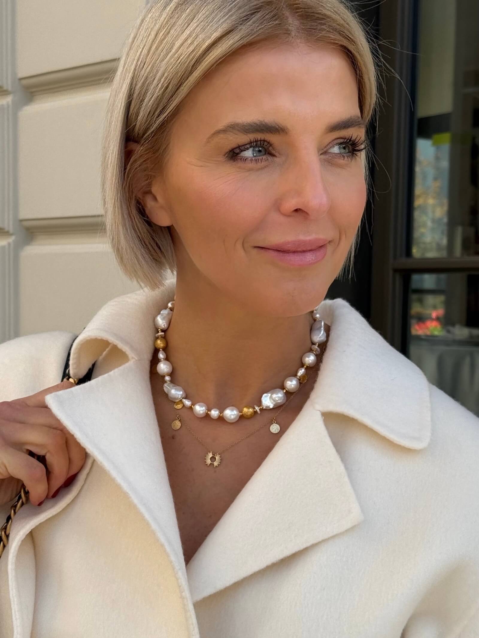 Choker z Białych Pereł Barokowych - ULASIENICKA